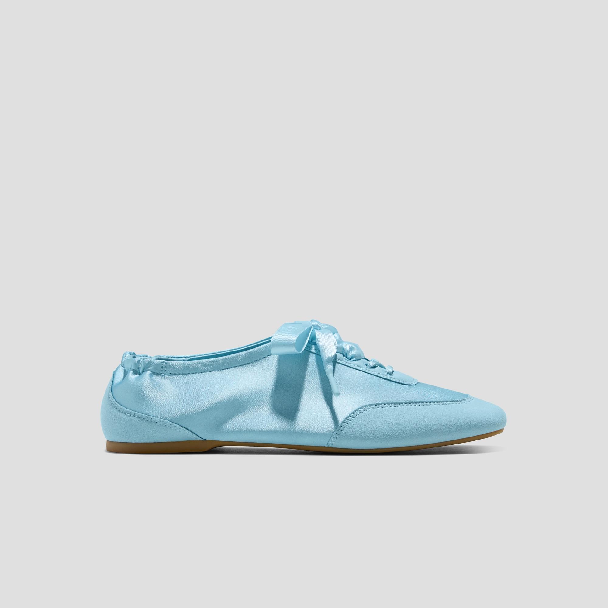 Square-Toe Lace-Up Satin Sneakerina (Cristina) Product Image