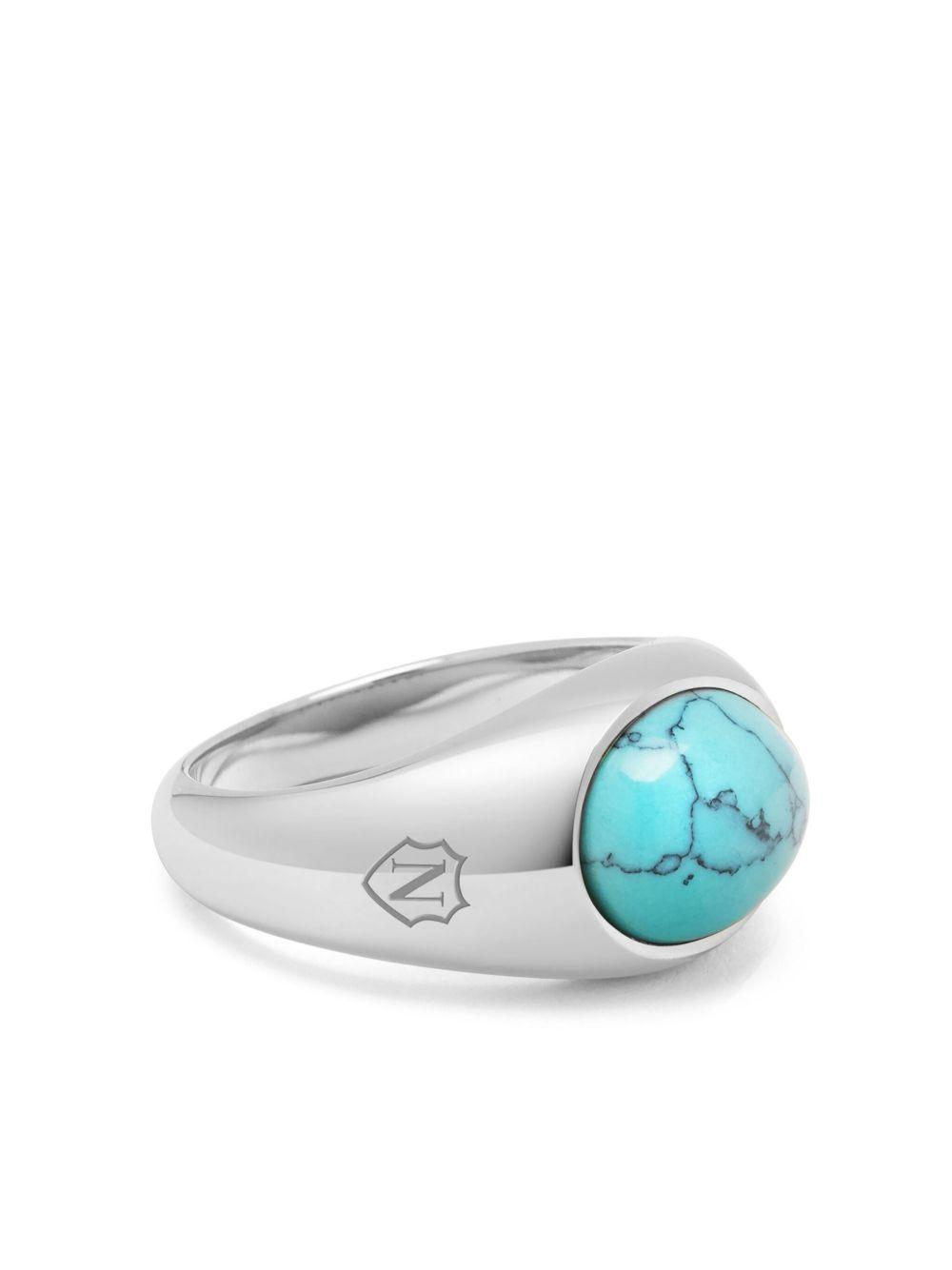 turquoise engraved signet ring Product Image