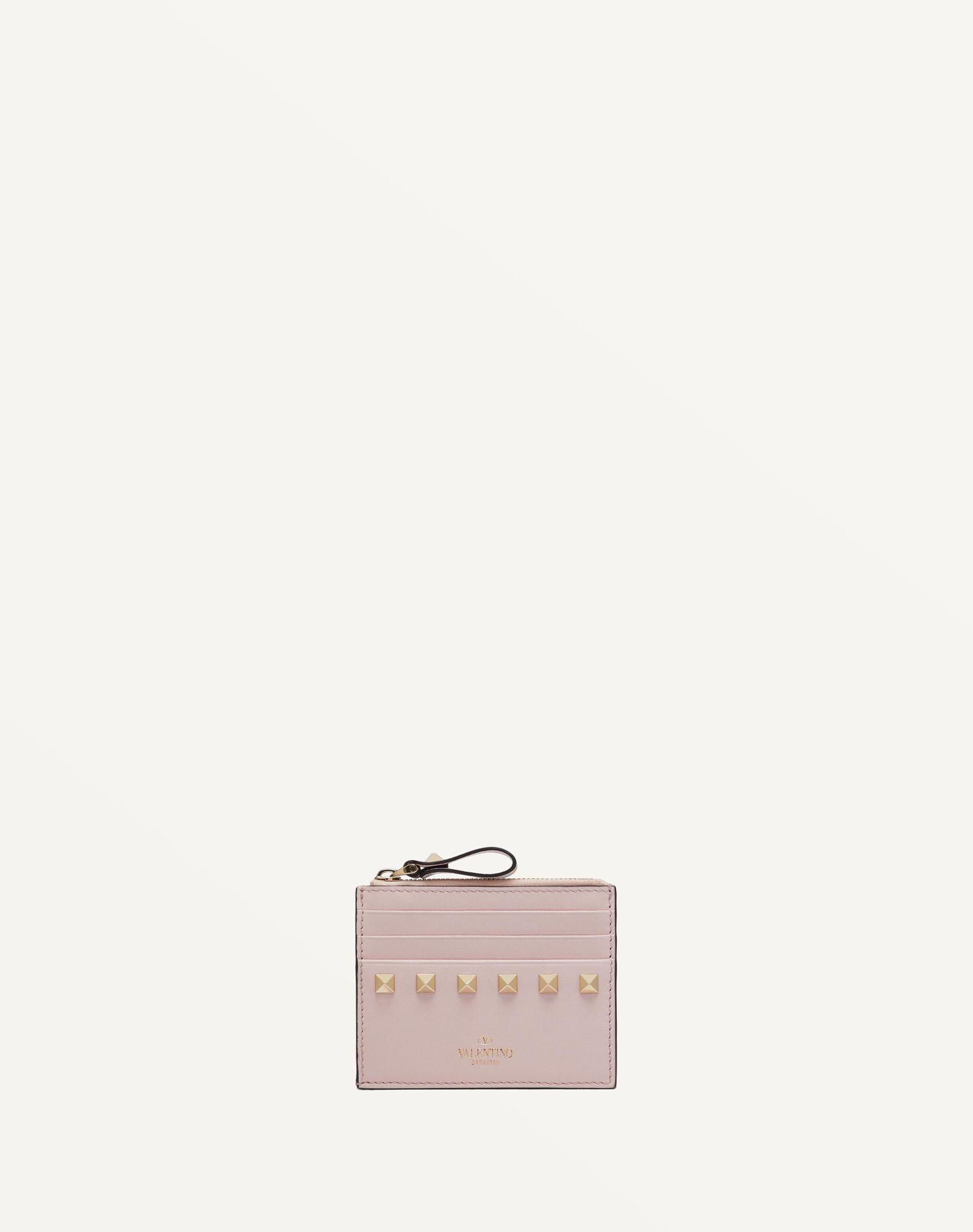 Rockstud Calfskin Cardholder With Zipper Product Image