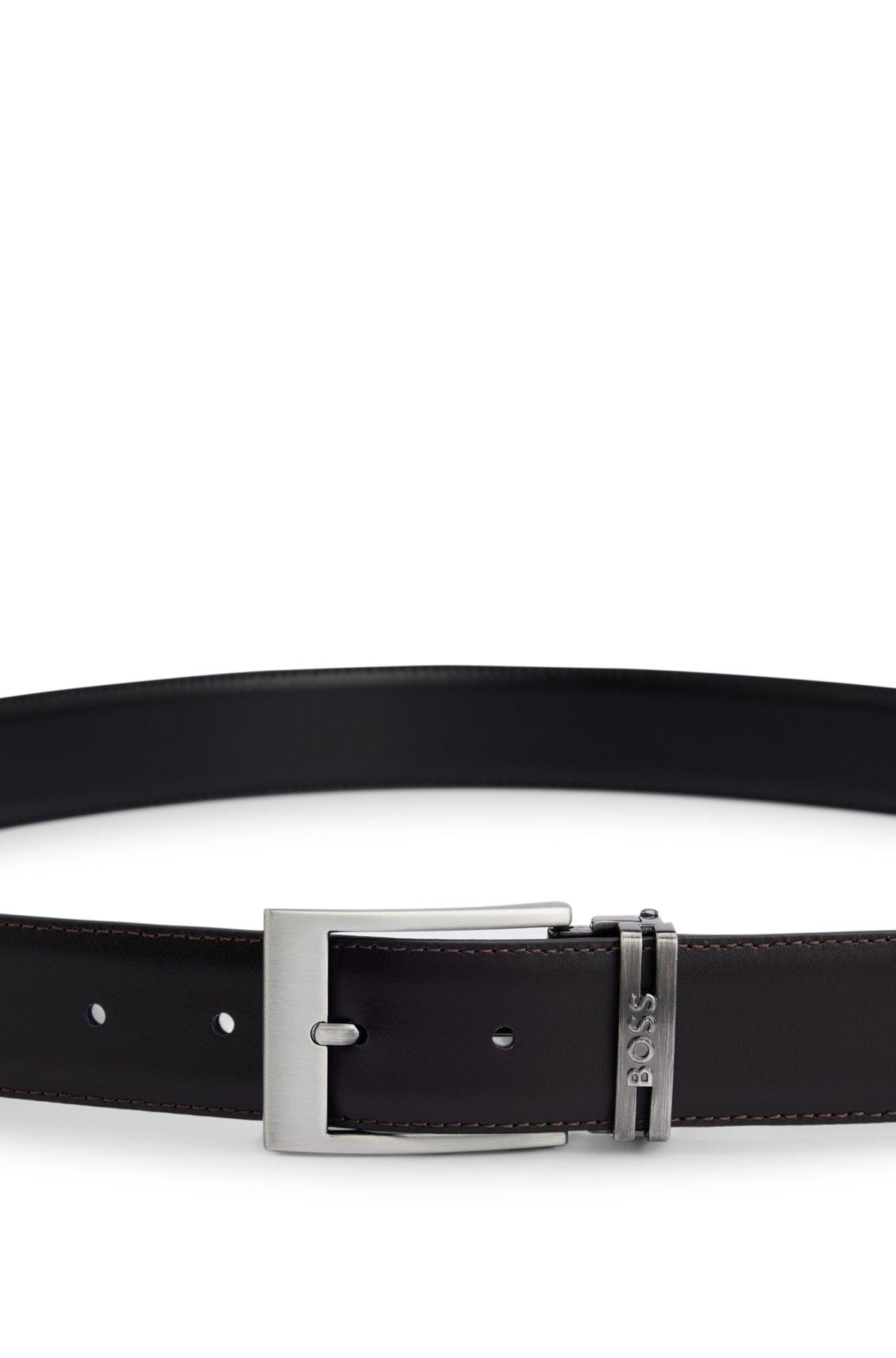 Reversible belt in Italian leather with interchangeable buckles Product Image