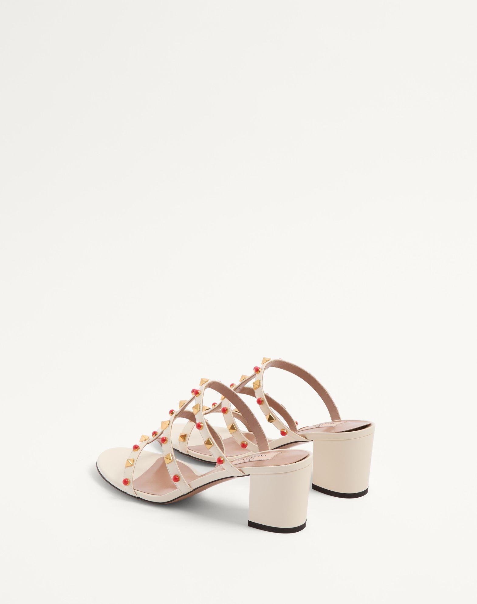 Rockstud Slide Sandal In Calfskin With Cabochon Stones 60Mm Product Image