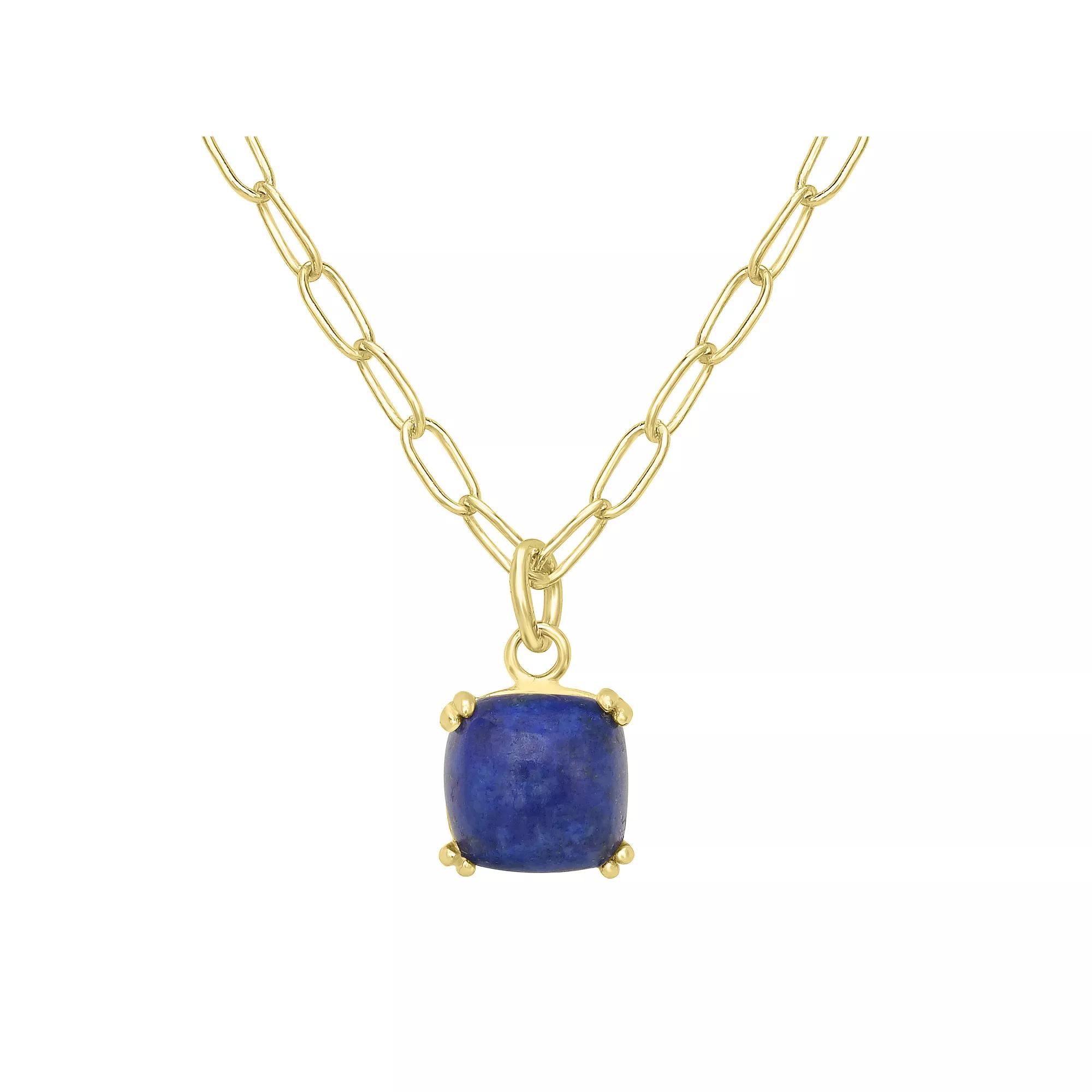 Gemistry 14k Gold over Sterling Silver Stone Square Pendant Necklace, Women's, Size: 18-20" ADJ, Lapis Product Image