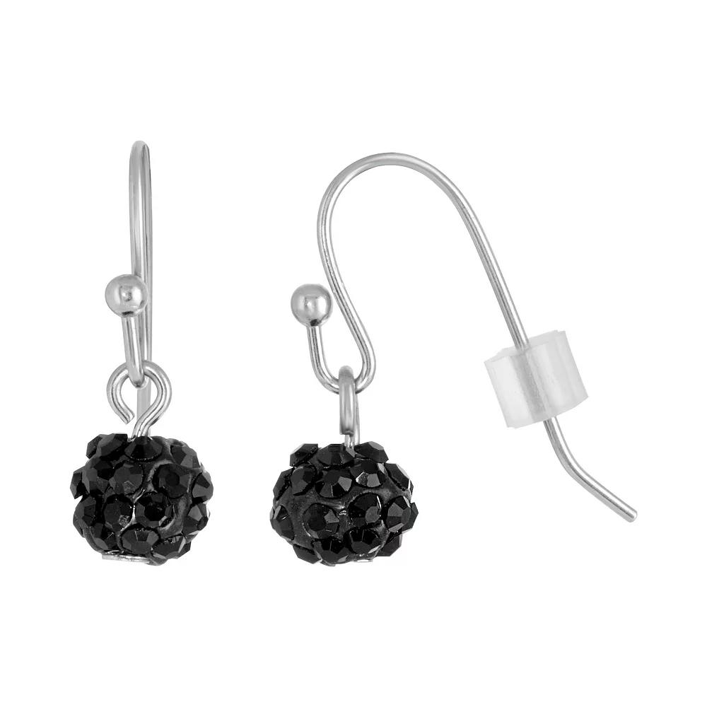 1928 Silver Tone Jet Pave Drop Earrings, Women's, Black Product Image
