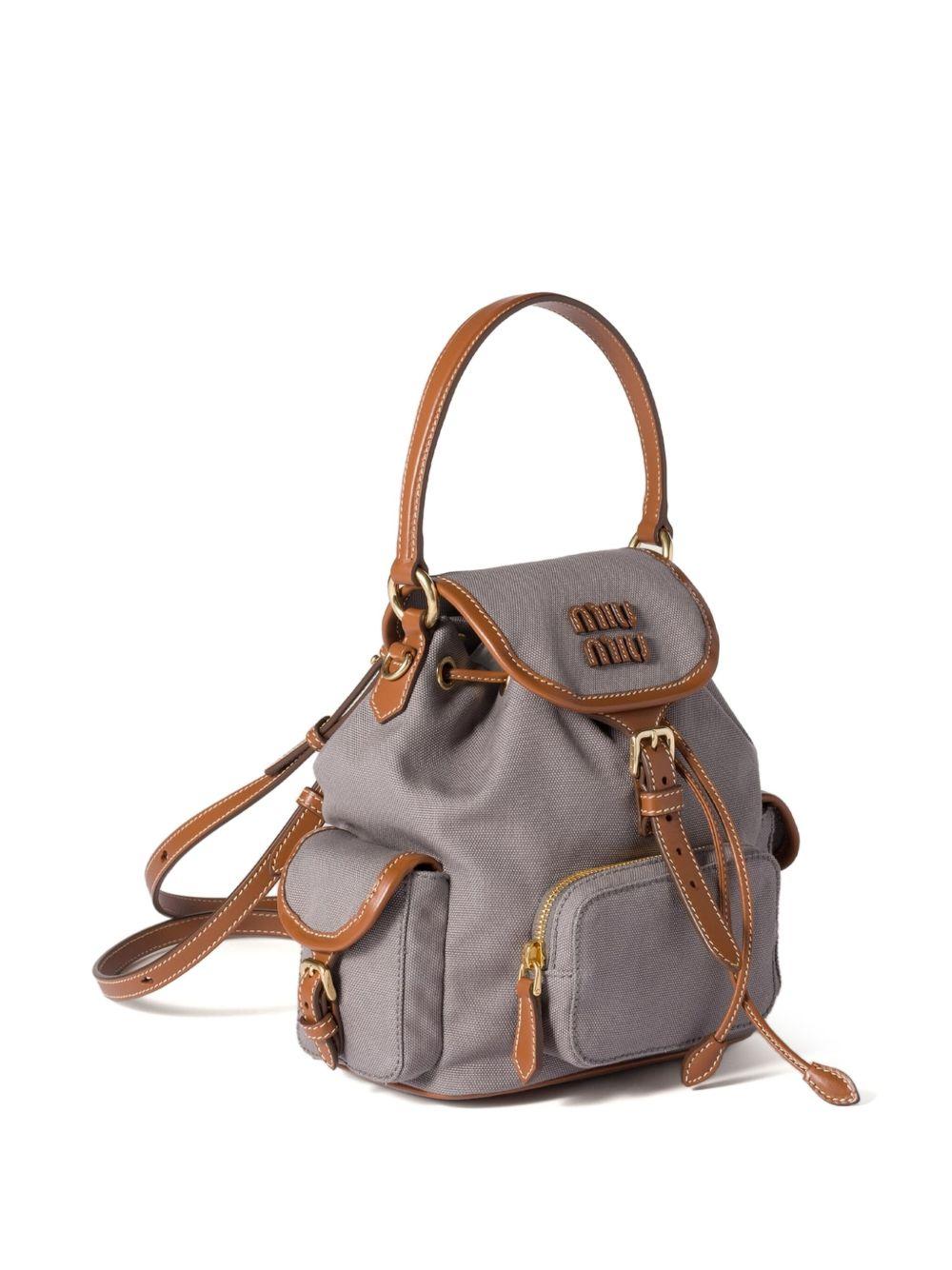 leather-trimmed canvas backpack Product Image