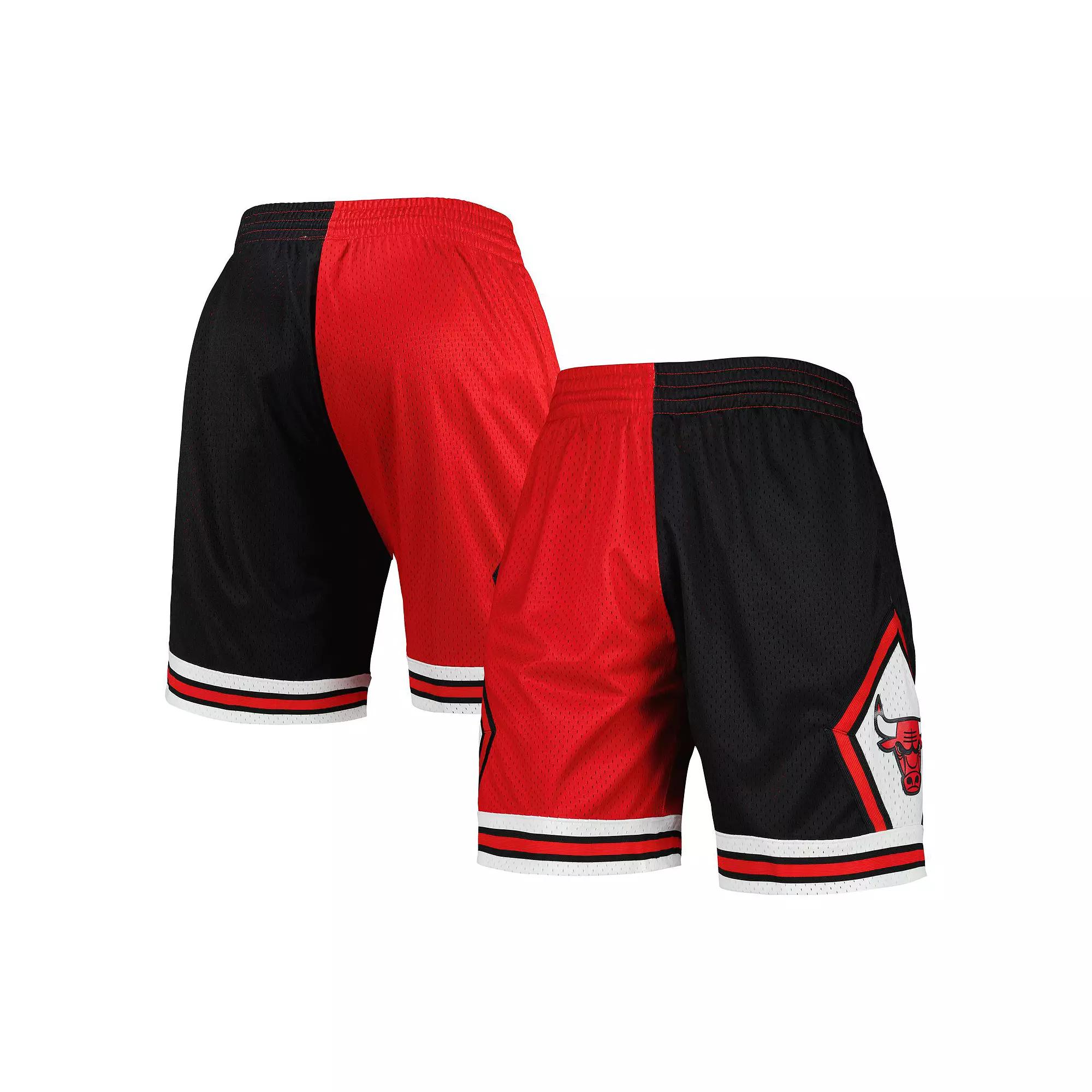 Men's Mitchell & Ness Black/Red Chicago Bulls Hardwood Classics 1997 Split Swingman Shorts, Size: 2XL Product Image