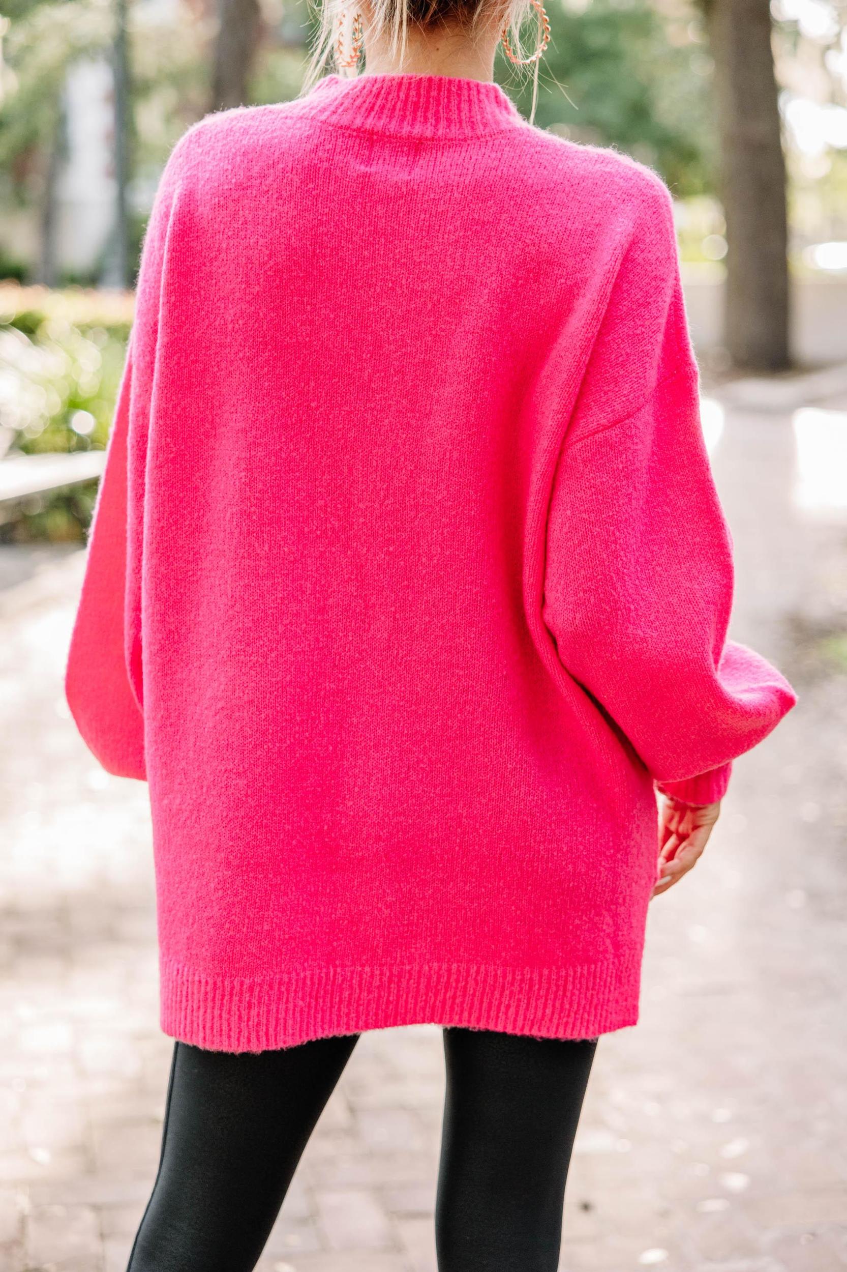 As It Happens Fuchsia Pink Bubble Sleeve Sweater Female Product Image