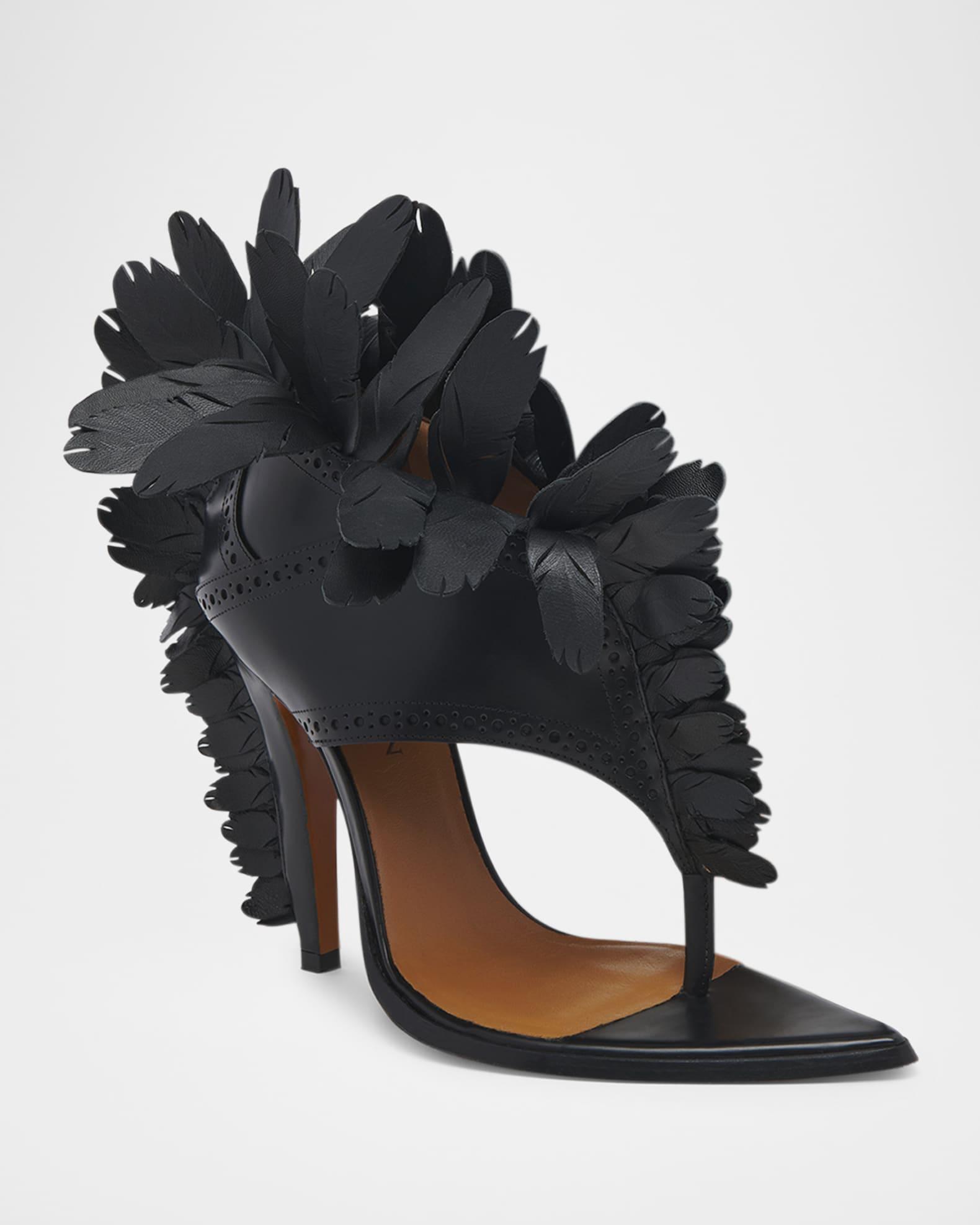 Leather Feather Thong Sandals Product Image