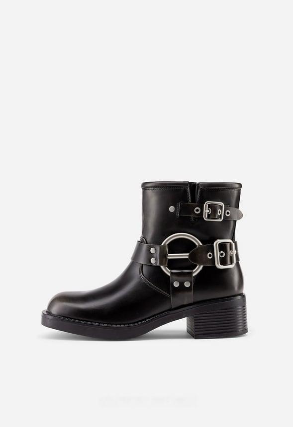 Faux Leather Moto-Inspired Comfort Boots Product Image