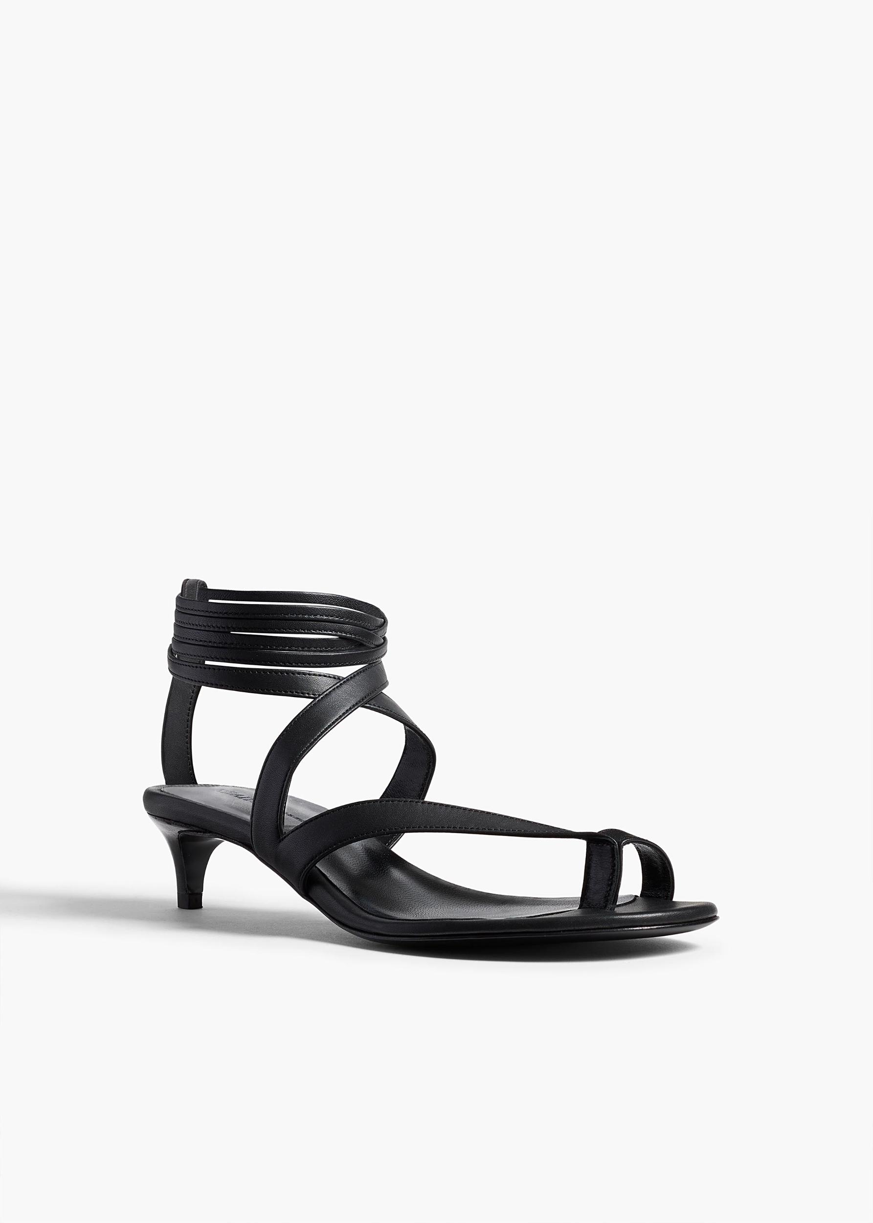 Aimee Kitten Heel Sandal in Black Leather Product Image