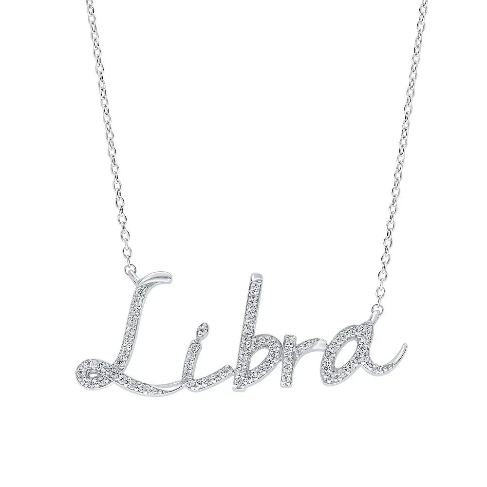 Irena Park Sterling Silver 1/3 Carat T.W. Diamond Zodiac Script Pendant Necklace, Women's, Size: 18", Libra Product Image
