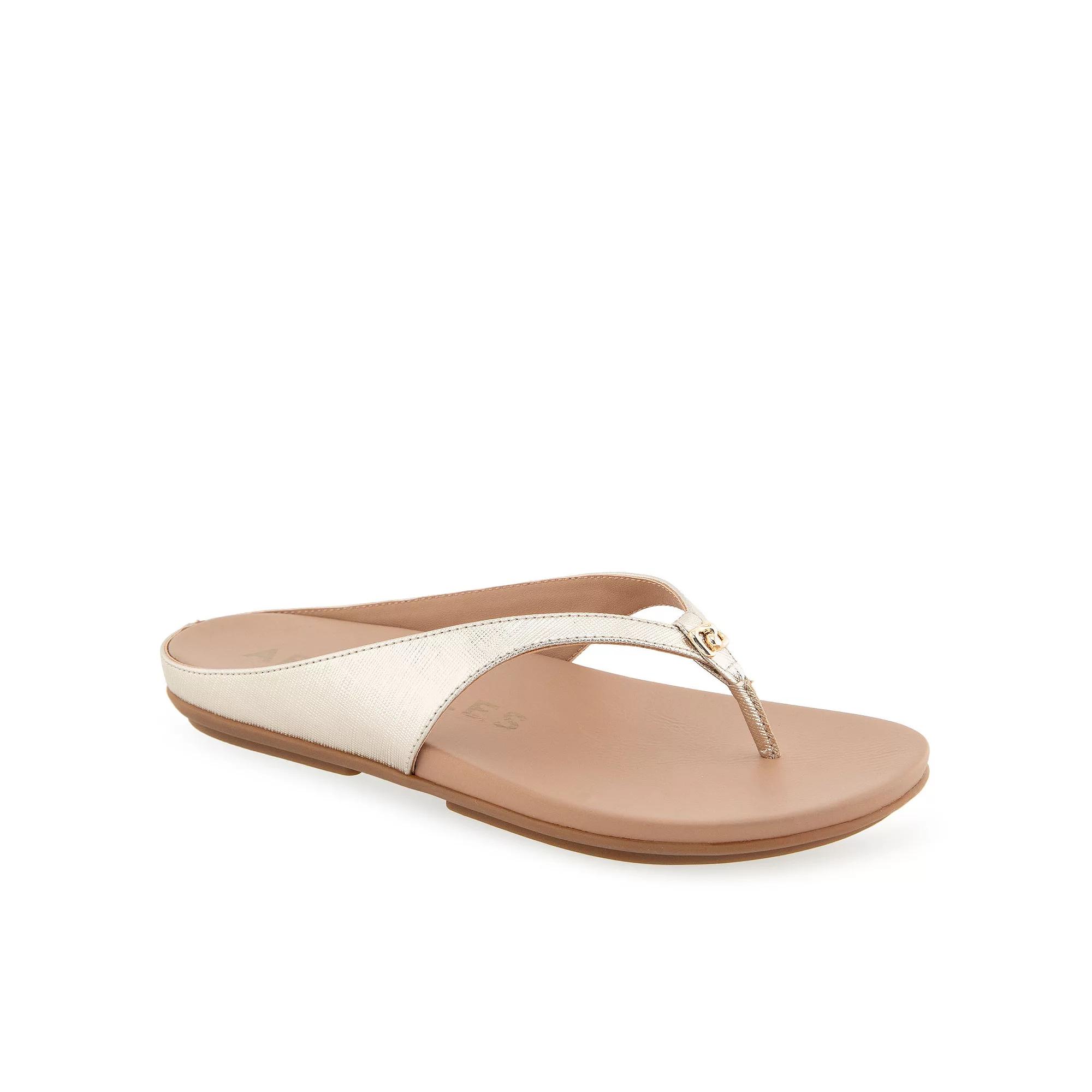 Aerosoles Fisher Women's Flat Thong Sandals, Size: 7.5 Medium, Gold Grey Product Image