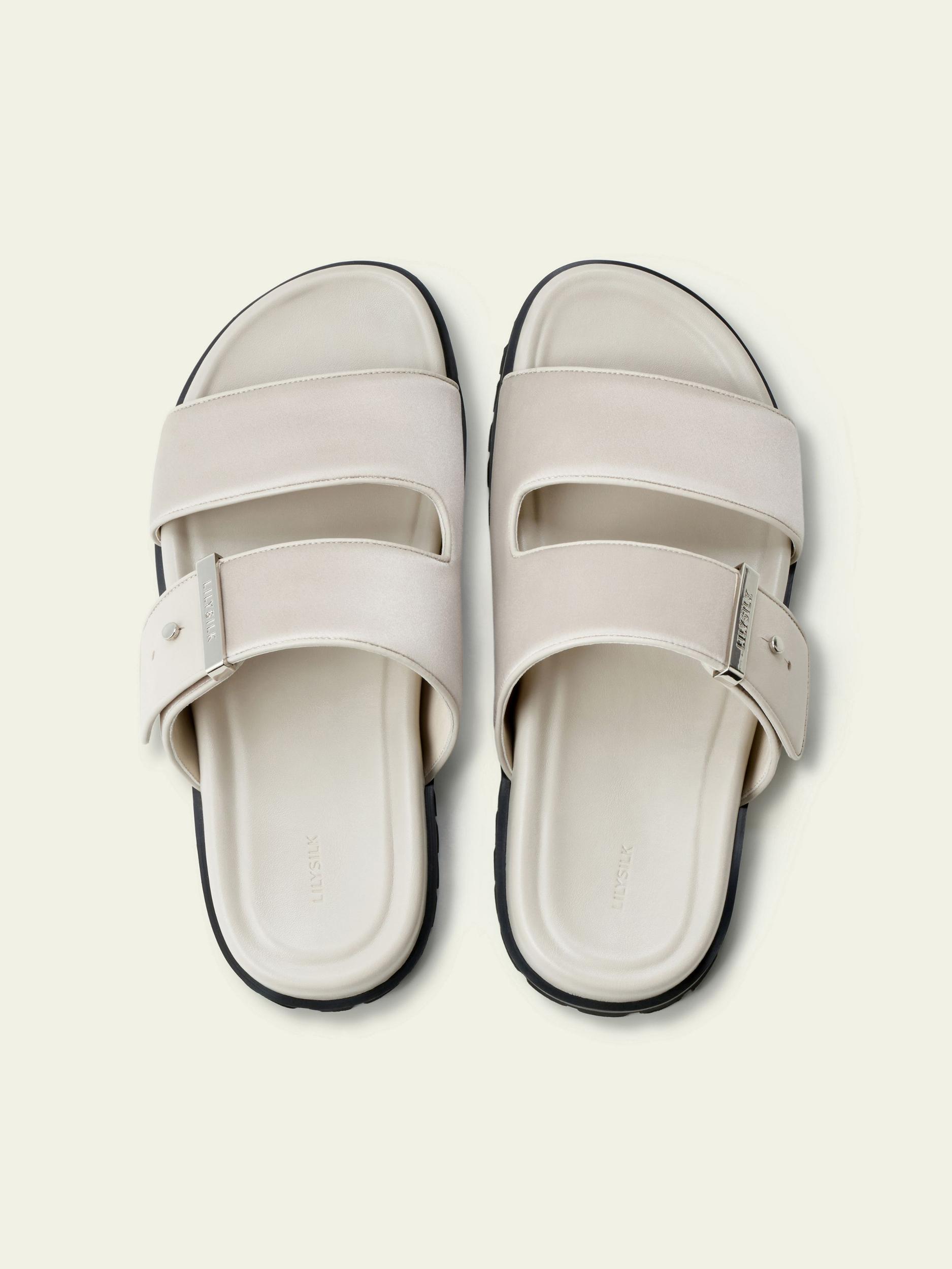 Silk Charmeuse Double-Strap Flat Sandals Product Image
