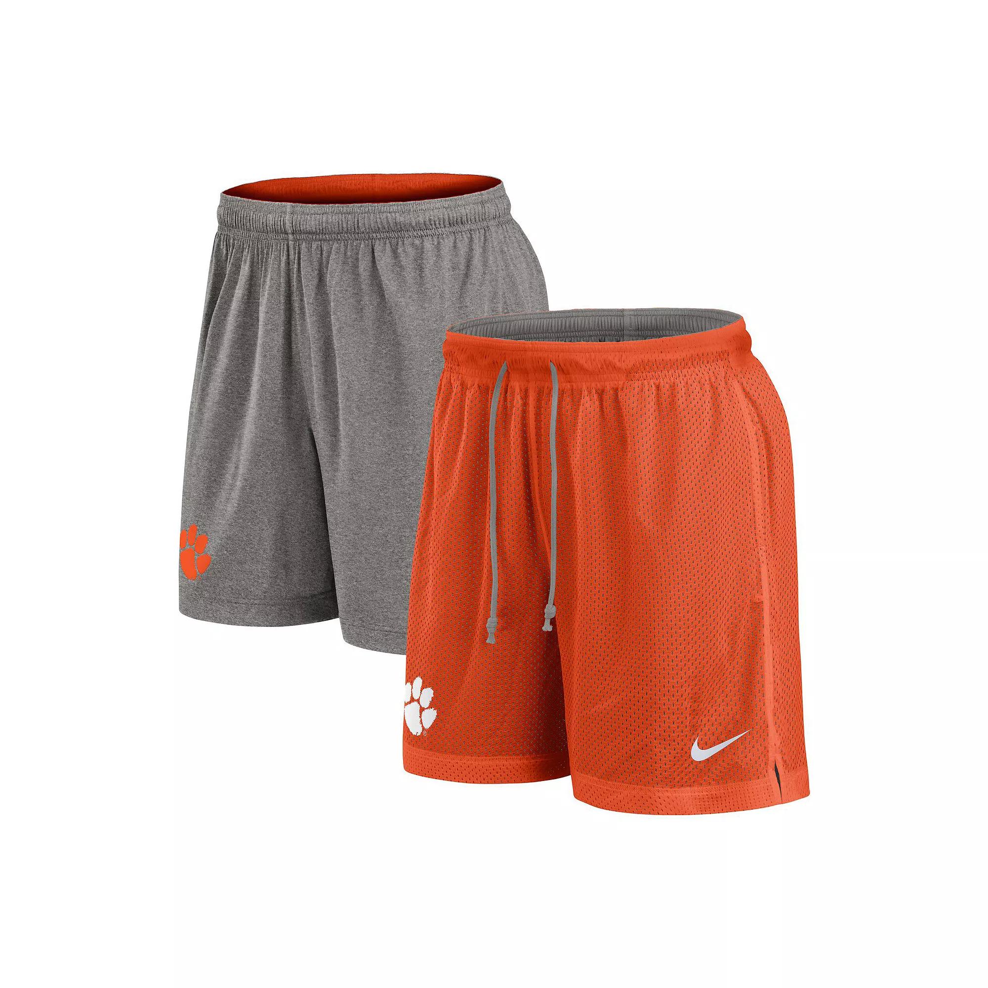 Men's Nike Orange/Heather Gray Clemson Tigers Player Reversible Shorts, Size: Medium Product Image