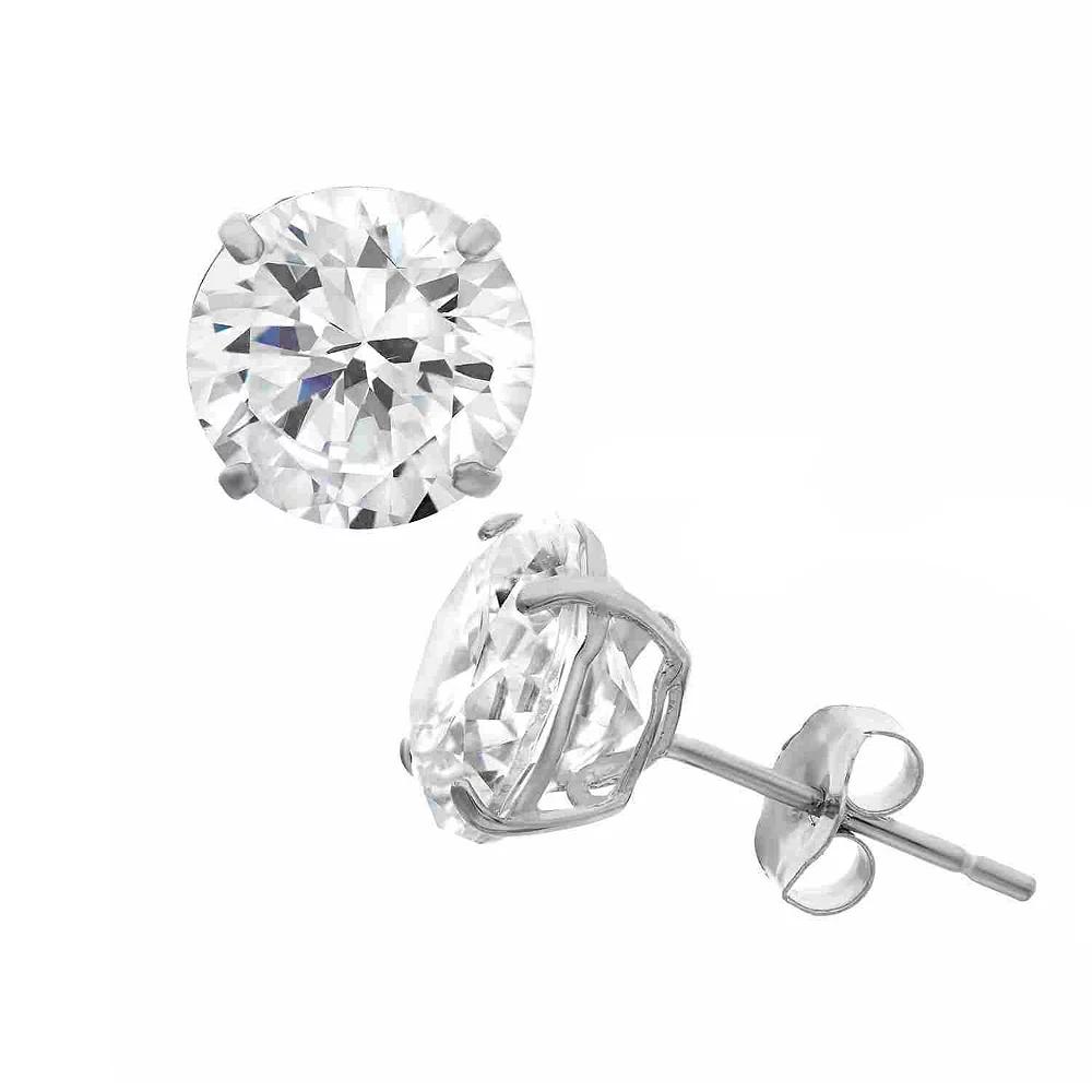 Designs by Gioelli Men's Sterling Silver Cubic Zirconia Round Stud Earrings, Silver Tone Product Image