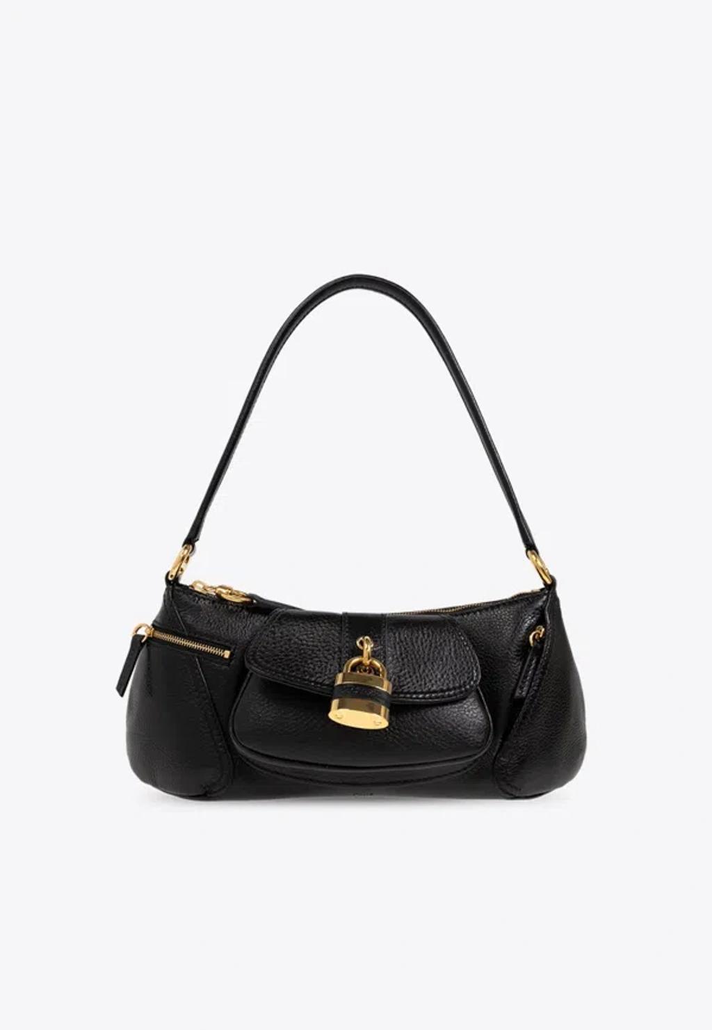 CHLOÉ The 99 Embellished Textured-leather Shoulder Bag In Black Product Image