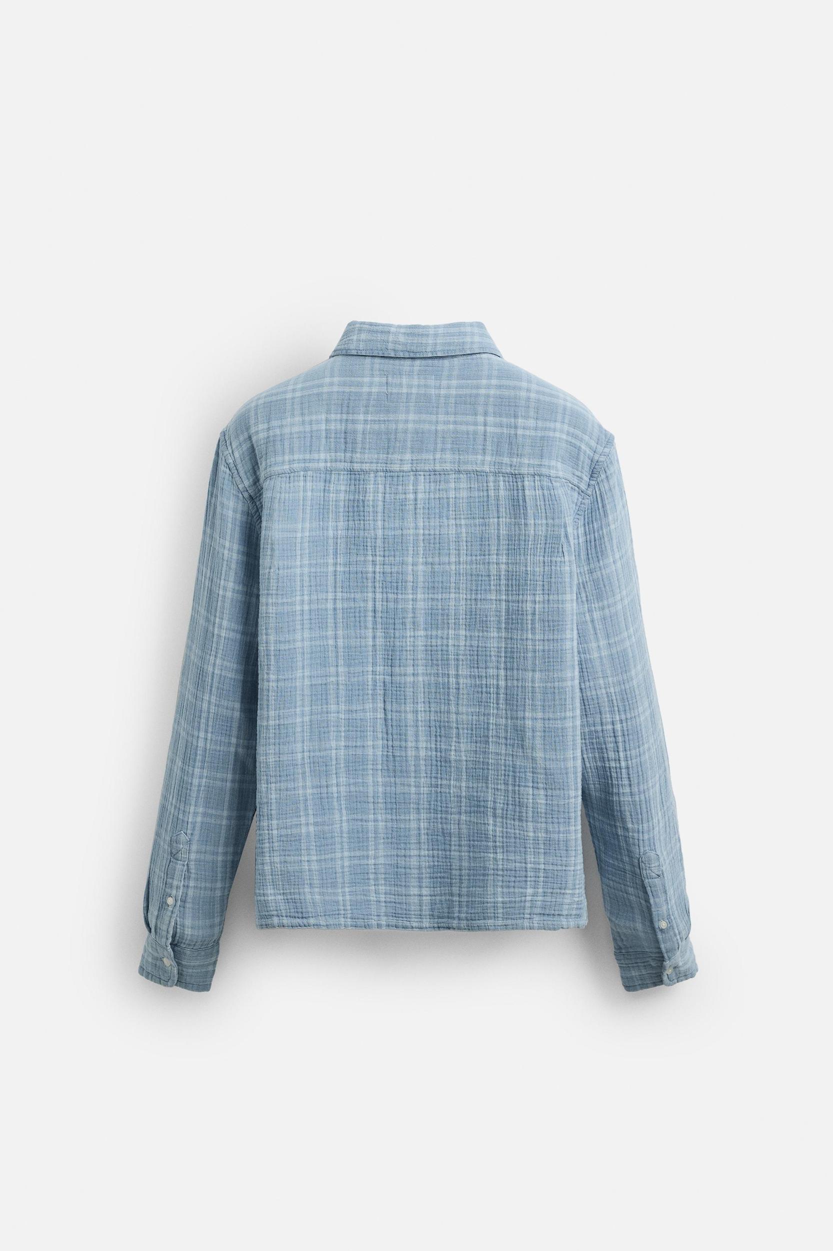 WRINKLED EFFECT PLAID SHIRT Product Image