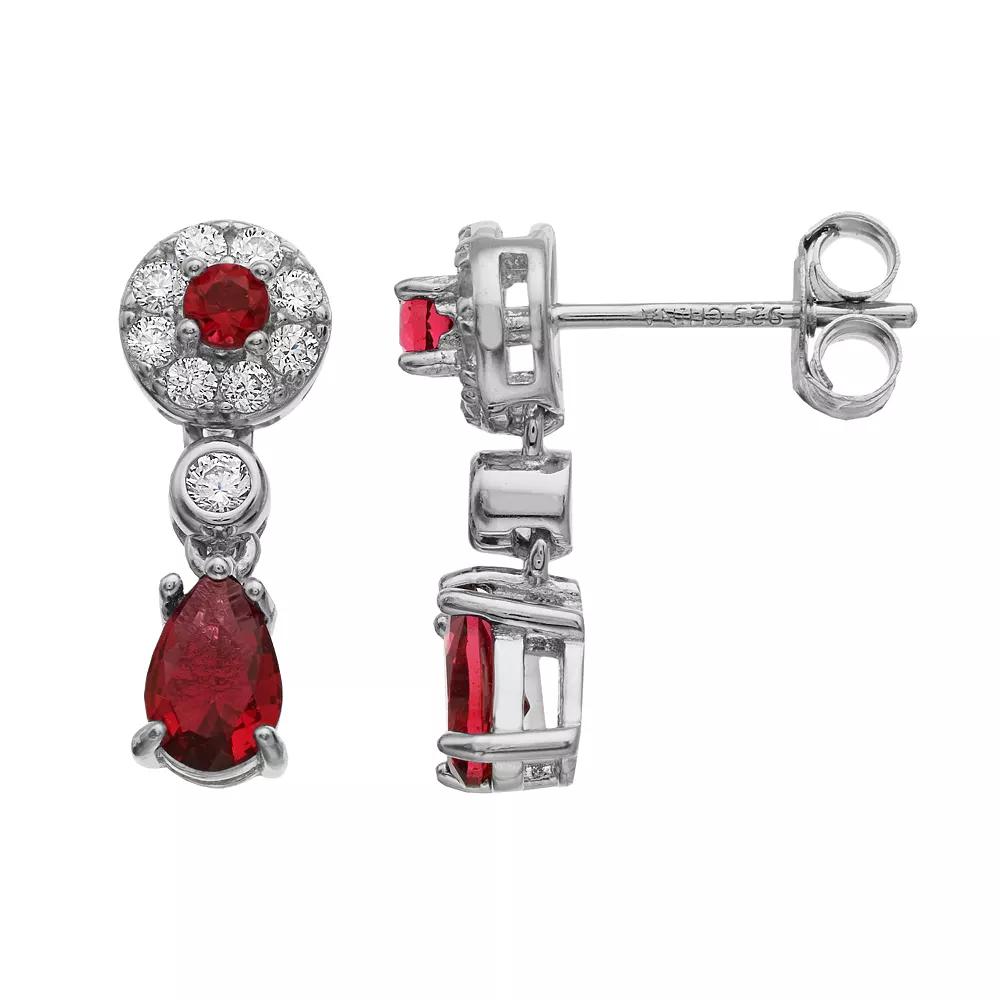 Sterling Silver Cubic Zirconia Drop Earrings, Women's, Green Product Image