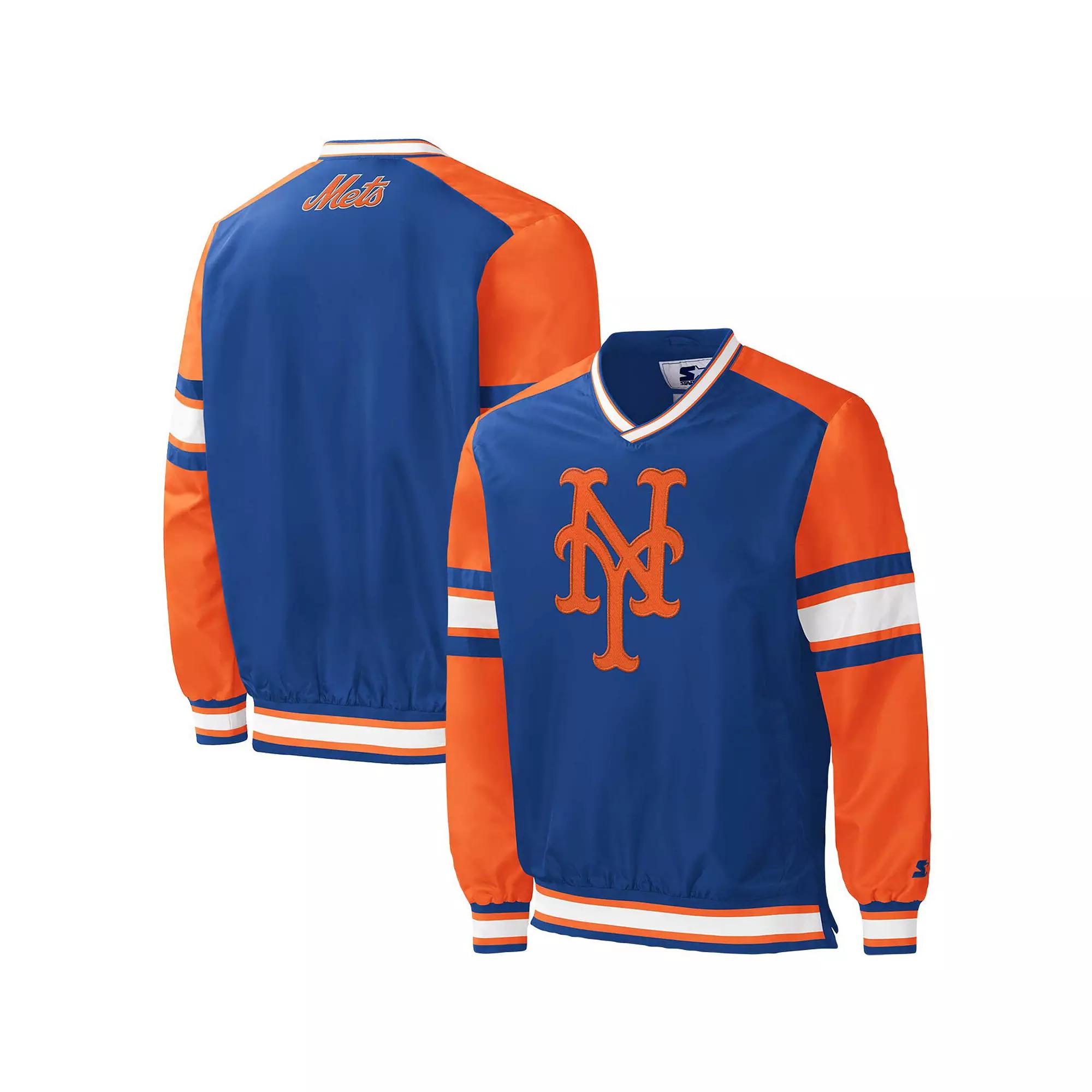 Men's Starter Royal New York Mets Yardline V-Neck Pullover Windbreaker, Size: Medium, Blue Product Image