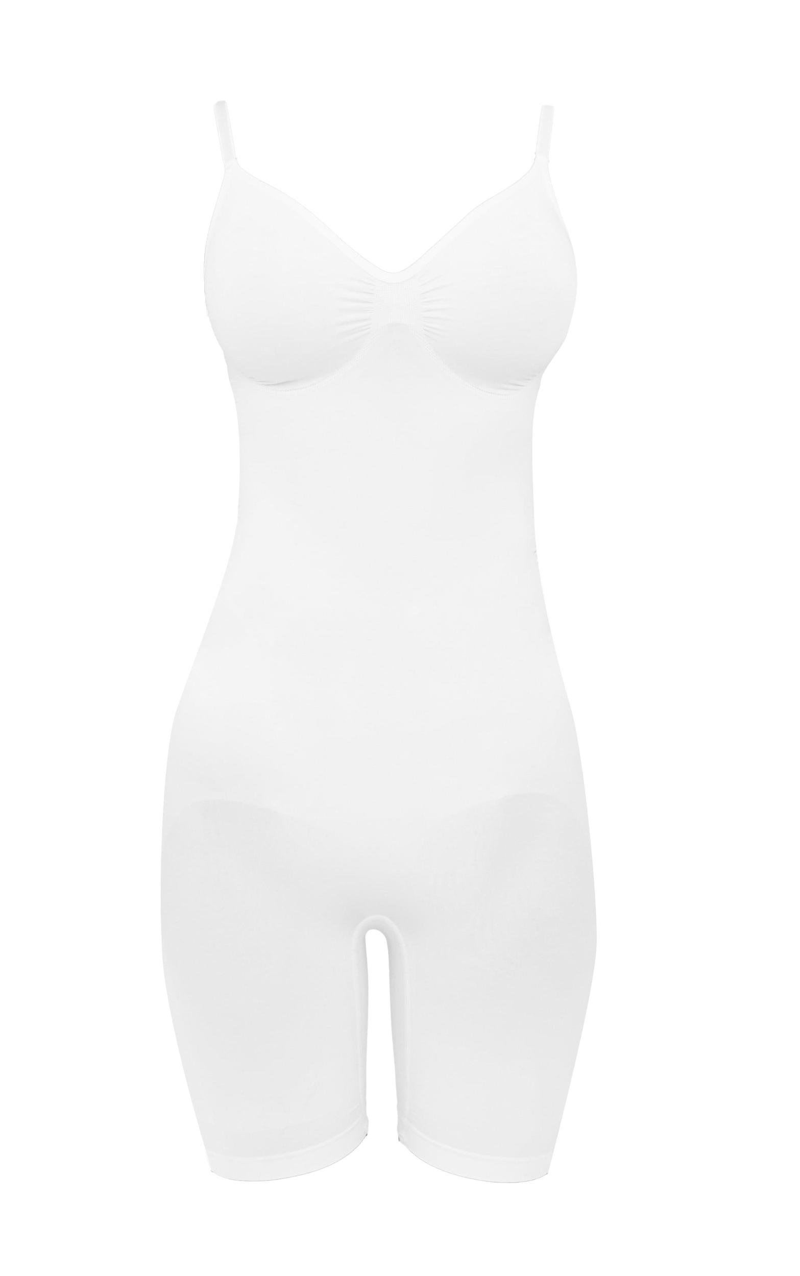 White Mid Thigh Shapewear Bodysuit Product Image