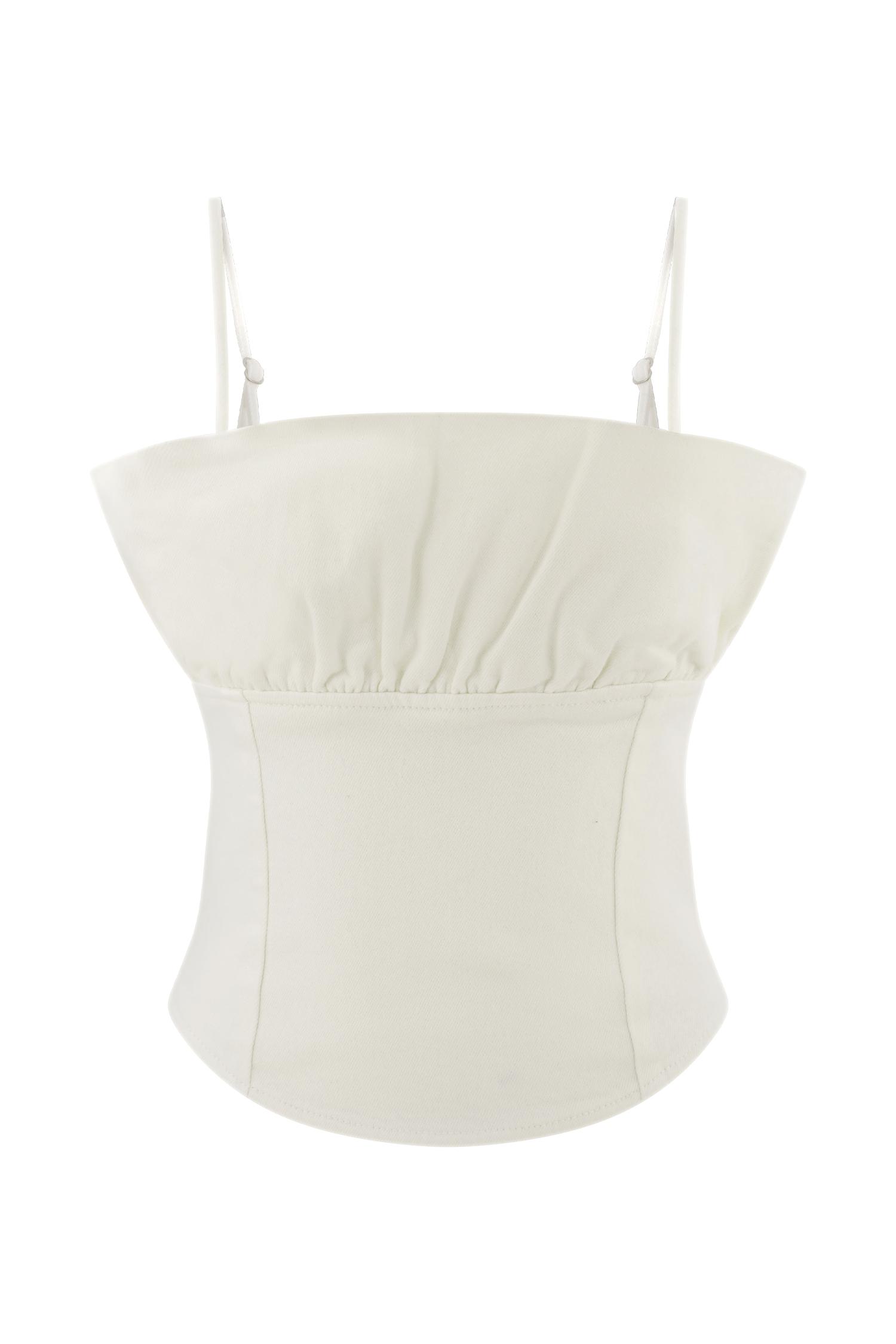 Cecilia Denim Frill Corset - White Product Image