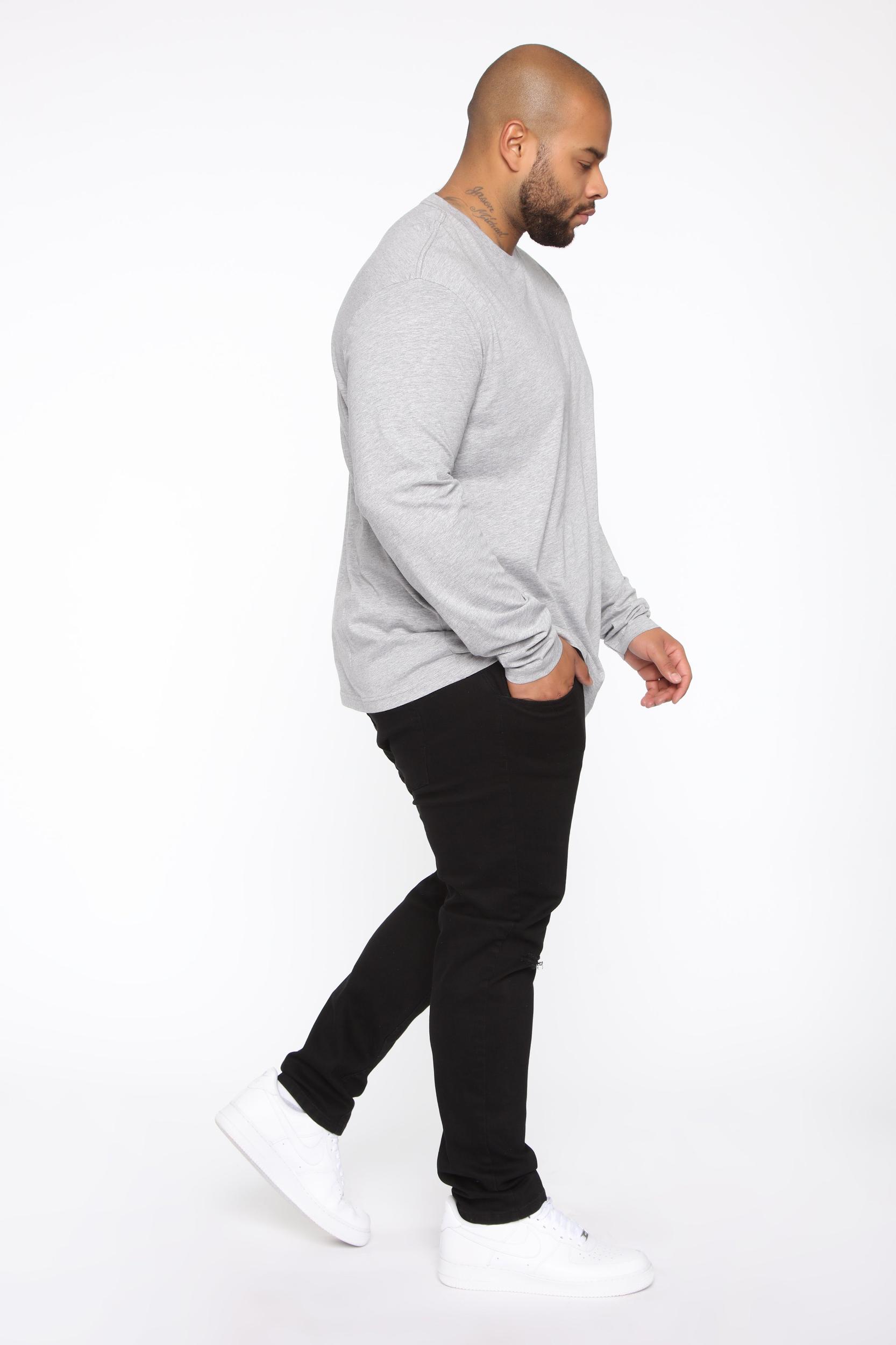 Essential Long Sleeve Crew Tee - Grey Product Image