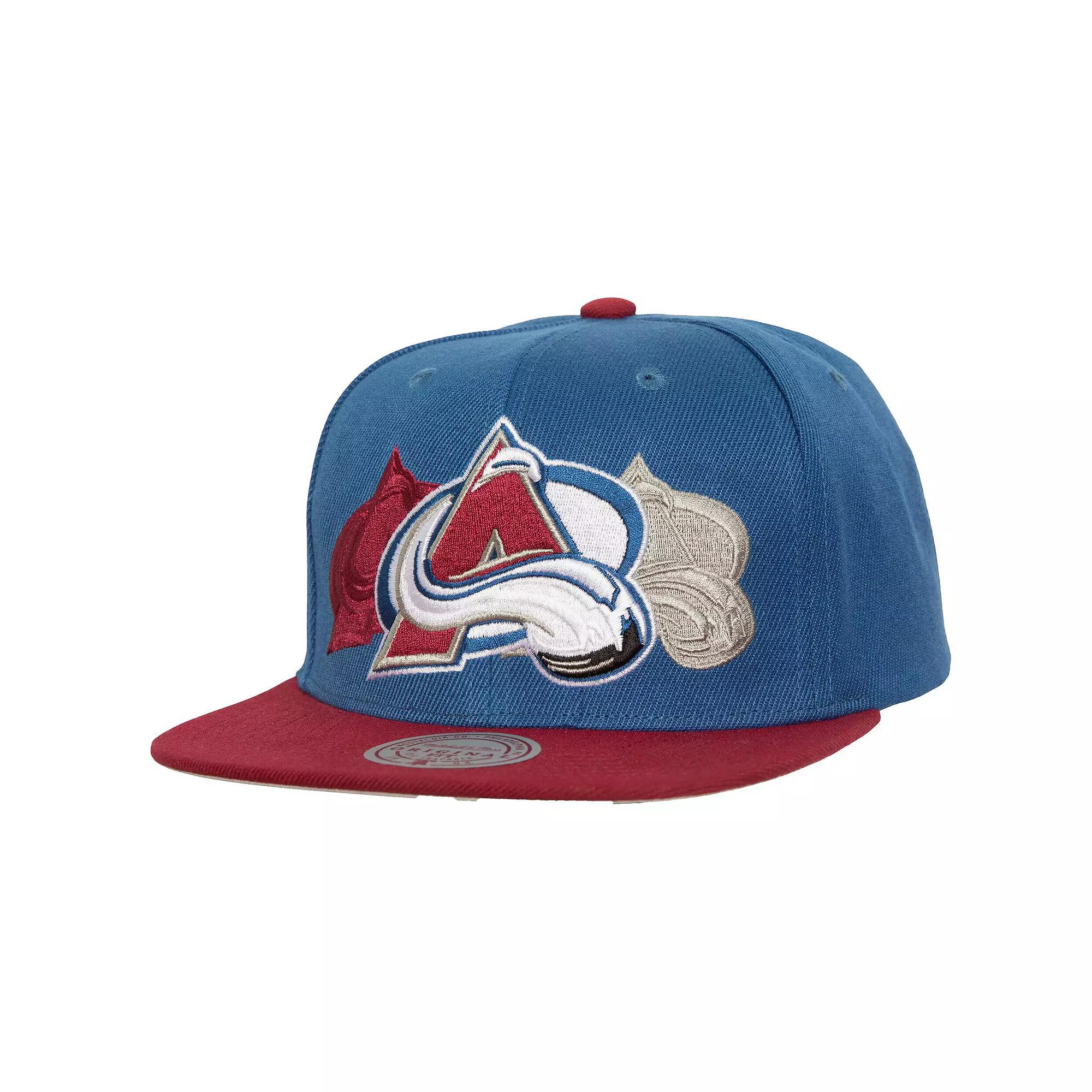 Men's Mitchell & Ness Light Blue Colorado Avalanche Soul Triple Up Snapback Hat Product Image