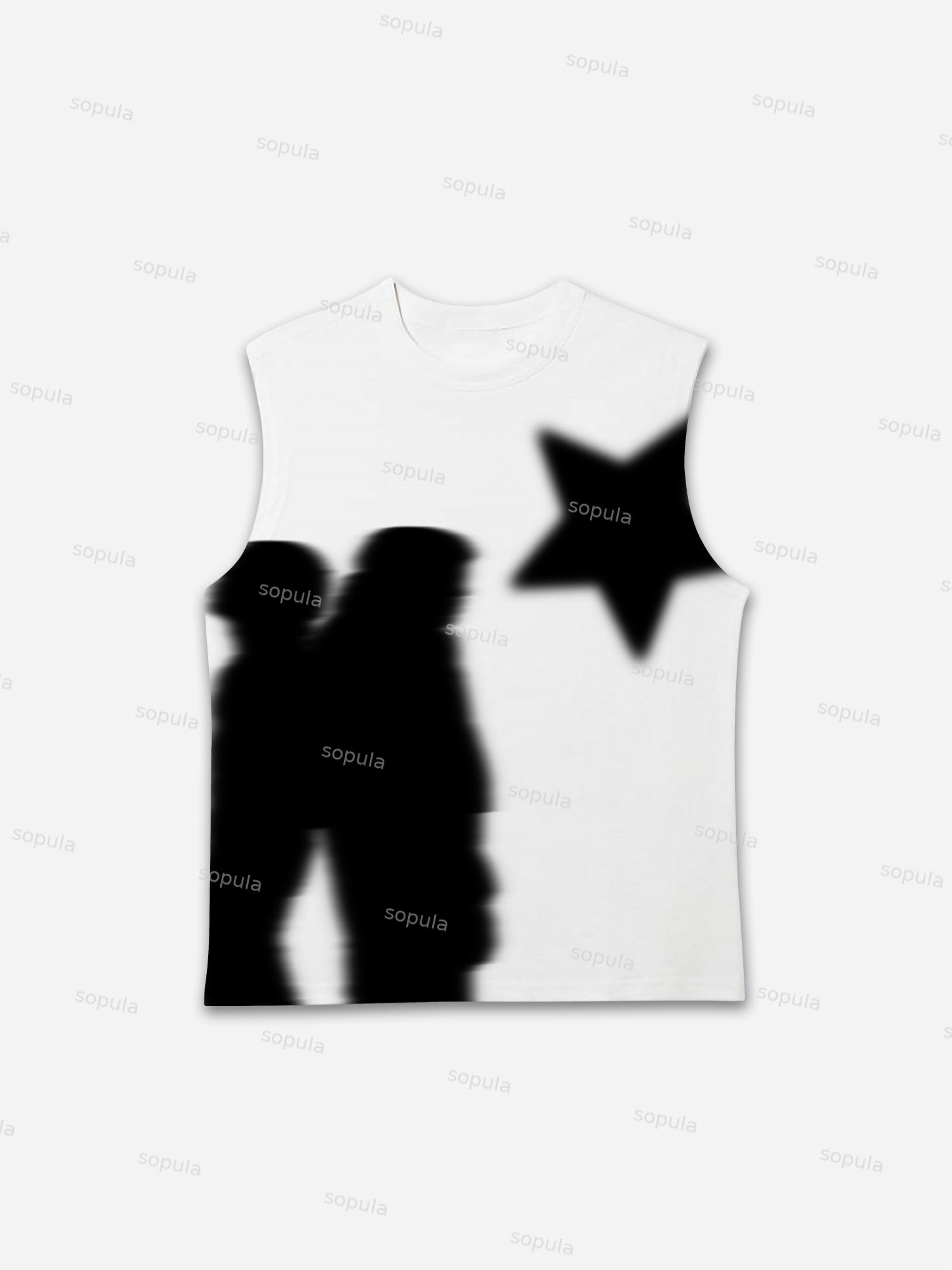 Men's Casual Virtual Shadow Graphic Sleeveless Shirts Tank Top Product Image