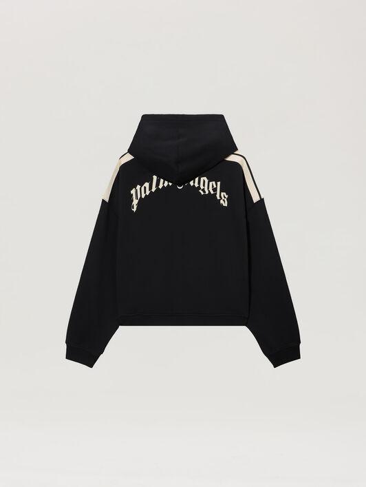 Curved Logo Loose Crop Hoodie Product Image