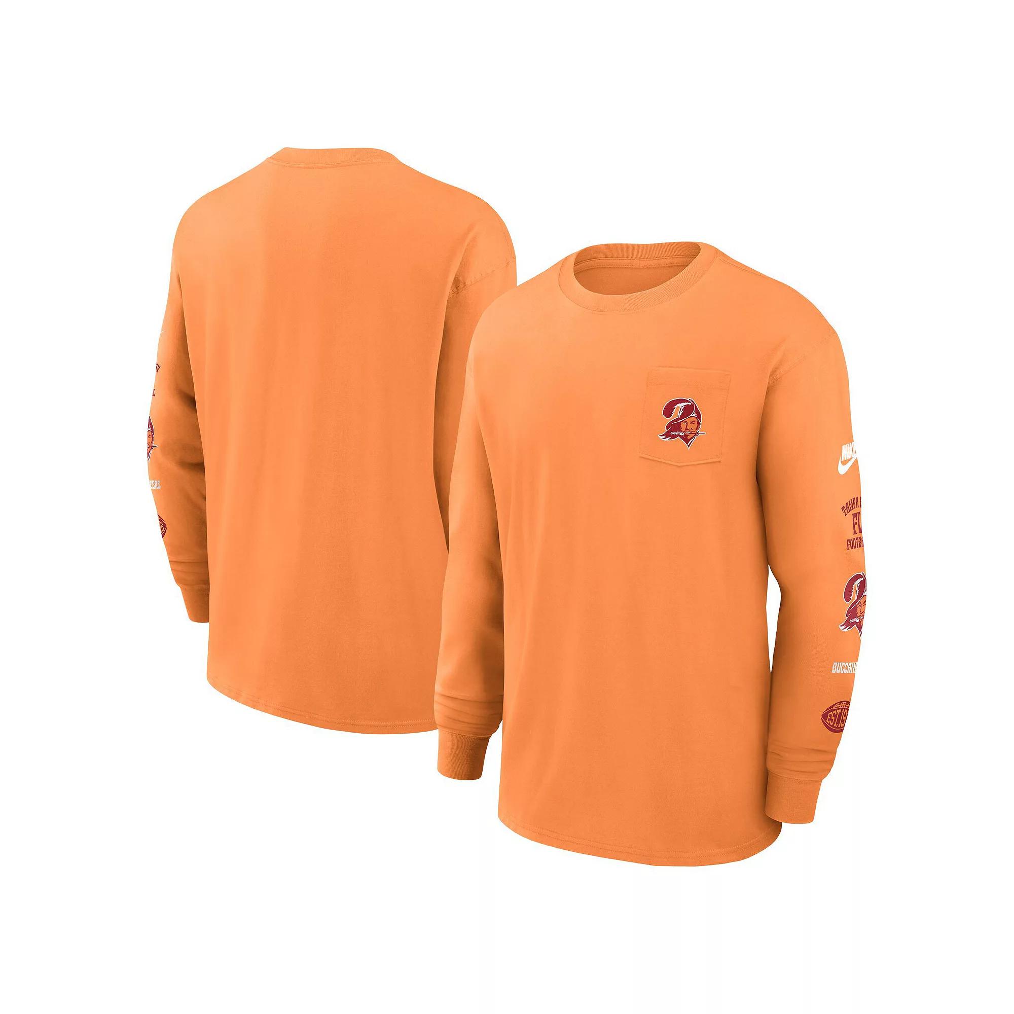 Men's Nike Orange Tampa Bay Buccaneers Rewind Heavy Max 90 Pocket Long Sleeve T-Shirt,  Product Image