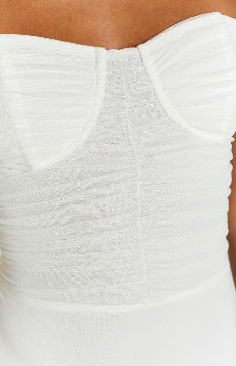 Darling White Gathered Midi Dress Product Image