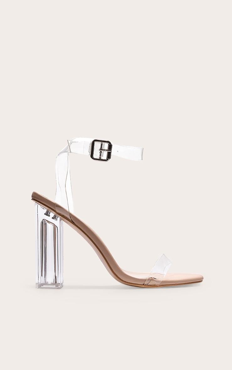 Nude Wide Fit Clear Block Heel Sandal Product Image
