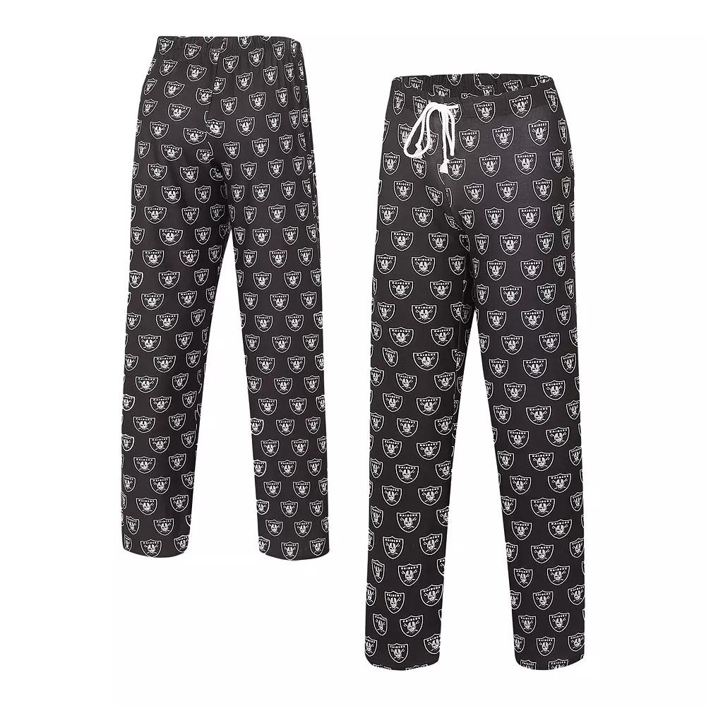 Women's Concepts Sport Black Las Vegas Raiders Gauge Allover Print Sleep Pants, Size: 3XL, Lvr Black Product Image