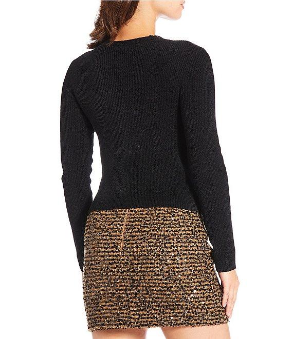 Gianni Bini Lace Detail V-Neck Long Sleeve Sweater Cardigan Product Image