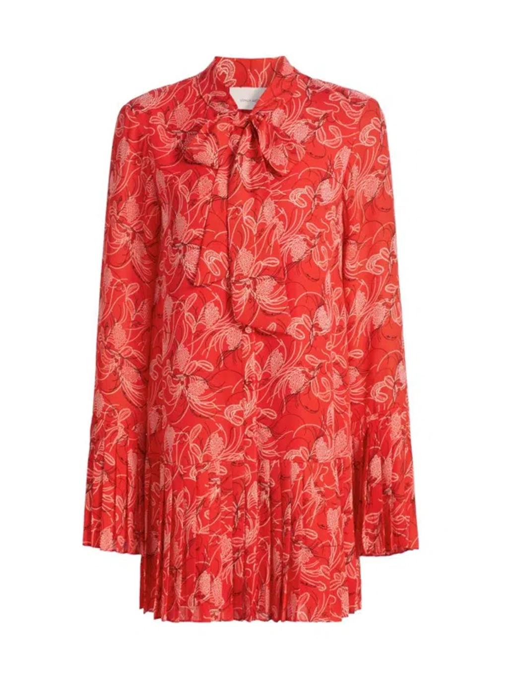 CINQ À SEPT Alinda Botanical Floral Long Sleeve Drop Waist Shirtdress In Multi Product Image