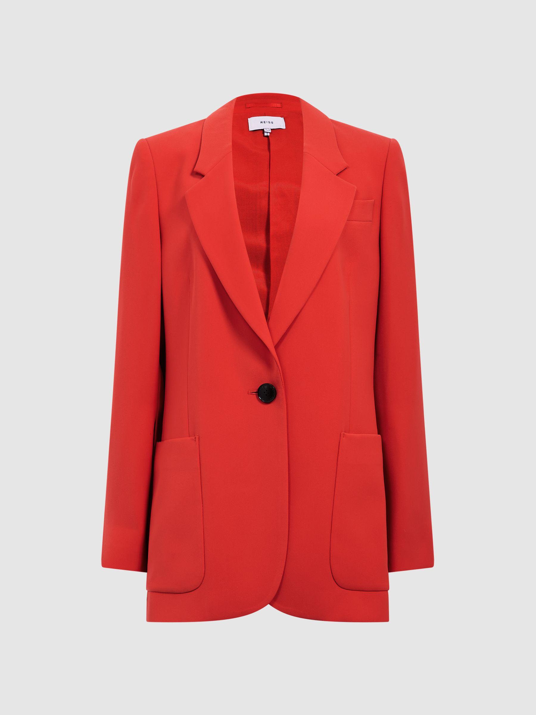 Single Breasted Split Sleeve Tailored Fit Blazer in Coral Product Image