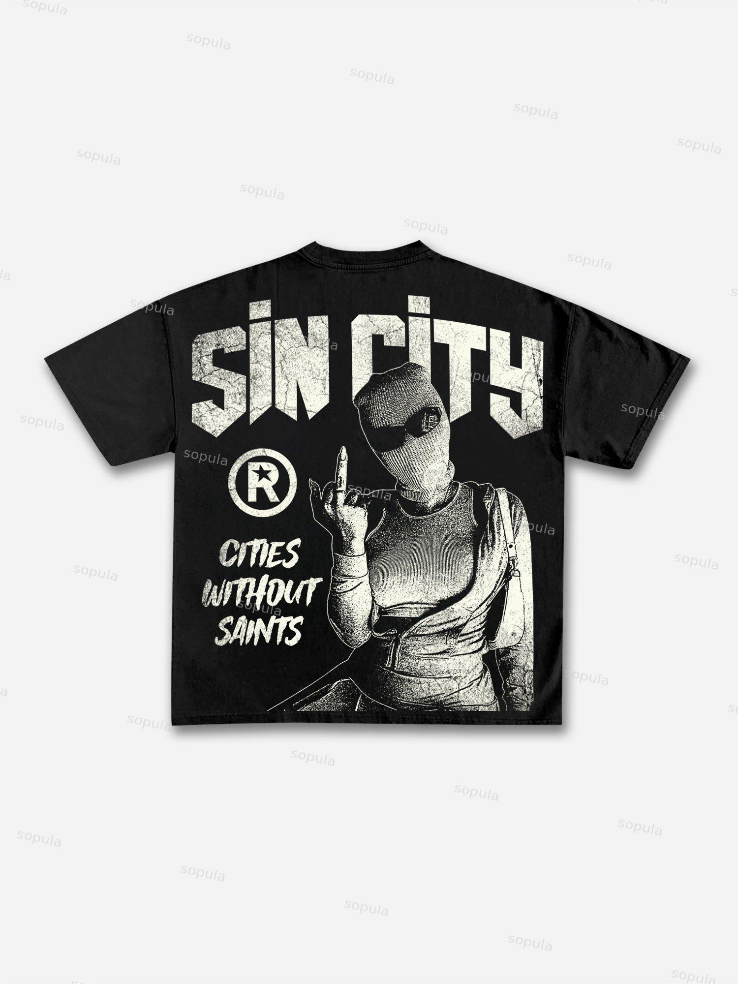 Emotion Fun Big Face Graffiti Graphic Cotton T-shirt Product Image