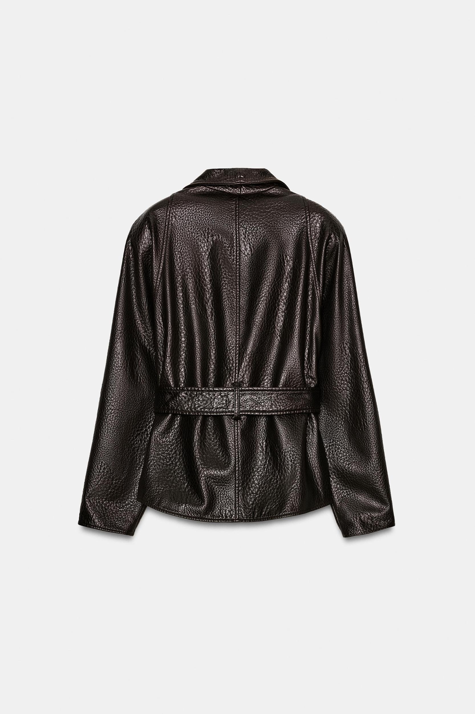ZW COLLECTION FAUX LEATHER BELTED JACKET Product Image