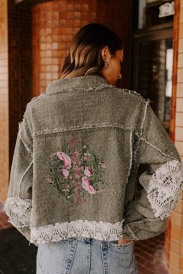 Boho Lifestyle Embroidered Jacket in Sage Product Image