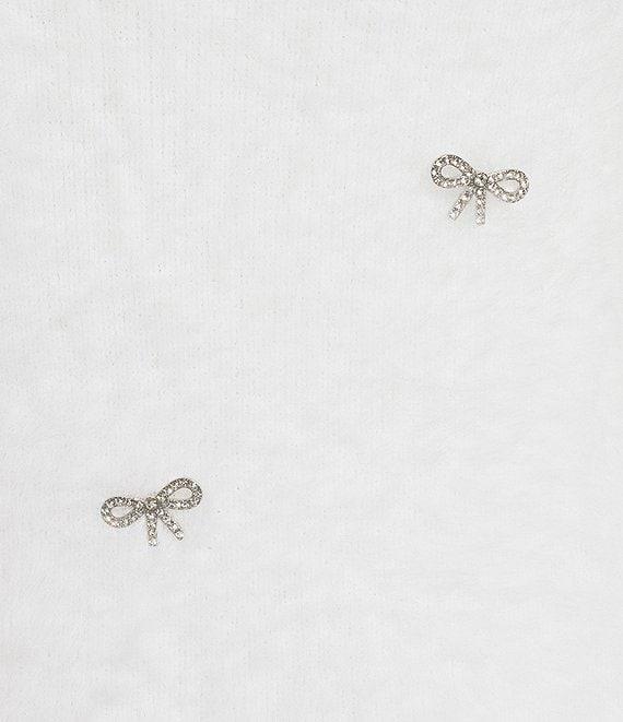 Stevie by Steve Madden Eyelash Rhinestone Bow Long Sleeve Sweater Product Image