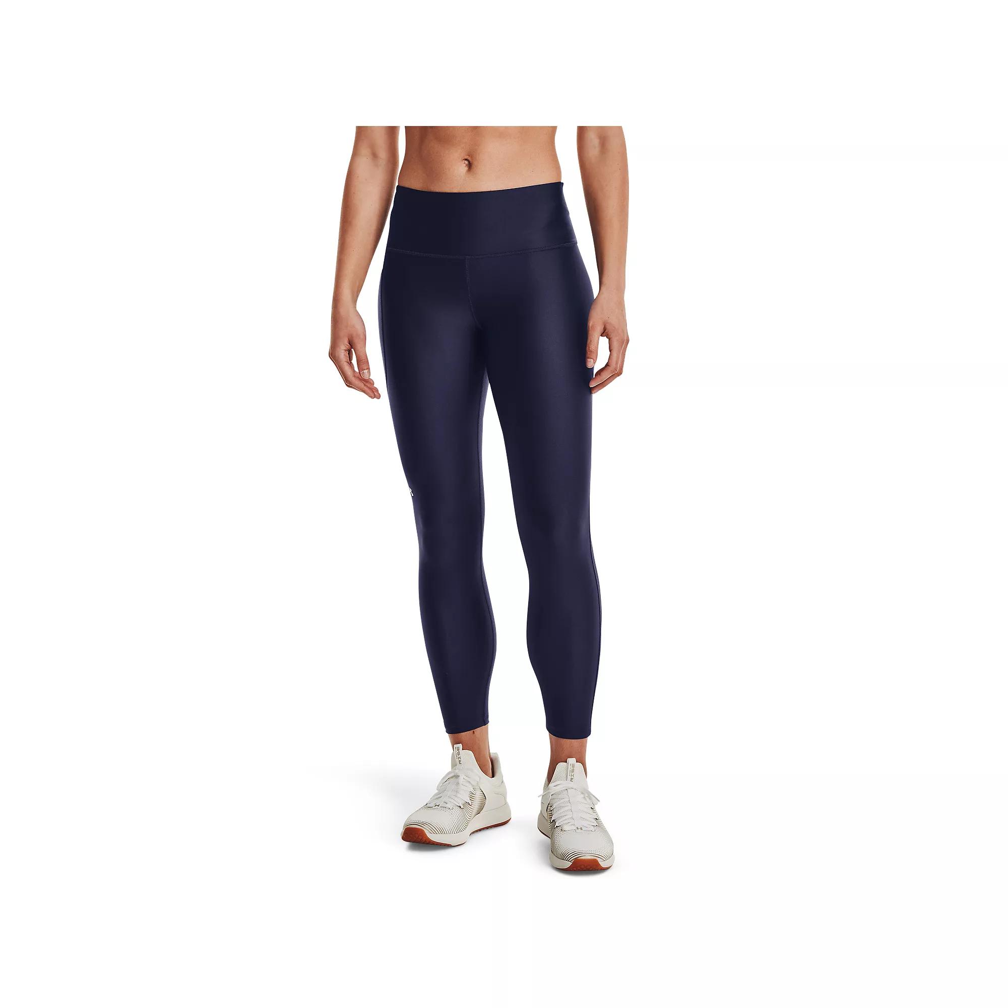 Womens Under Armour Tech High-Waisted Ankle Leggings Black Navy Product Image