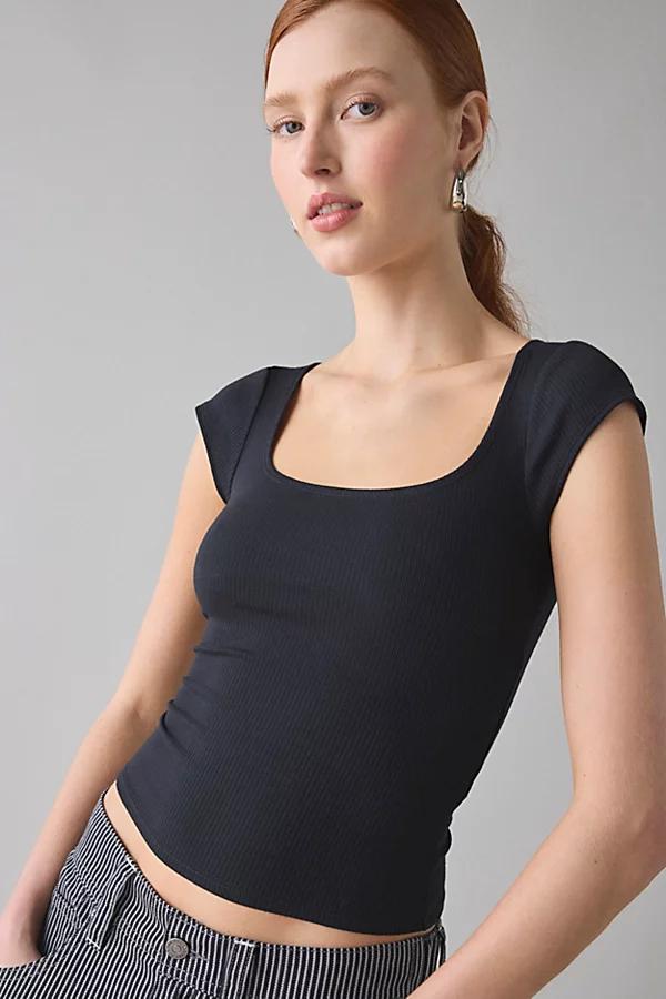 BDG Drew Cap Sleeve Square Neck Cropped Tee Top Womens at Urban Outfitters Product Image