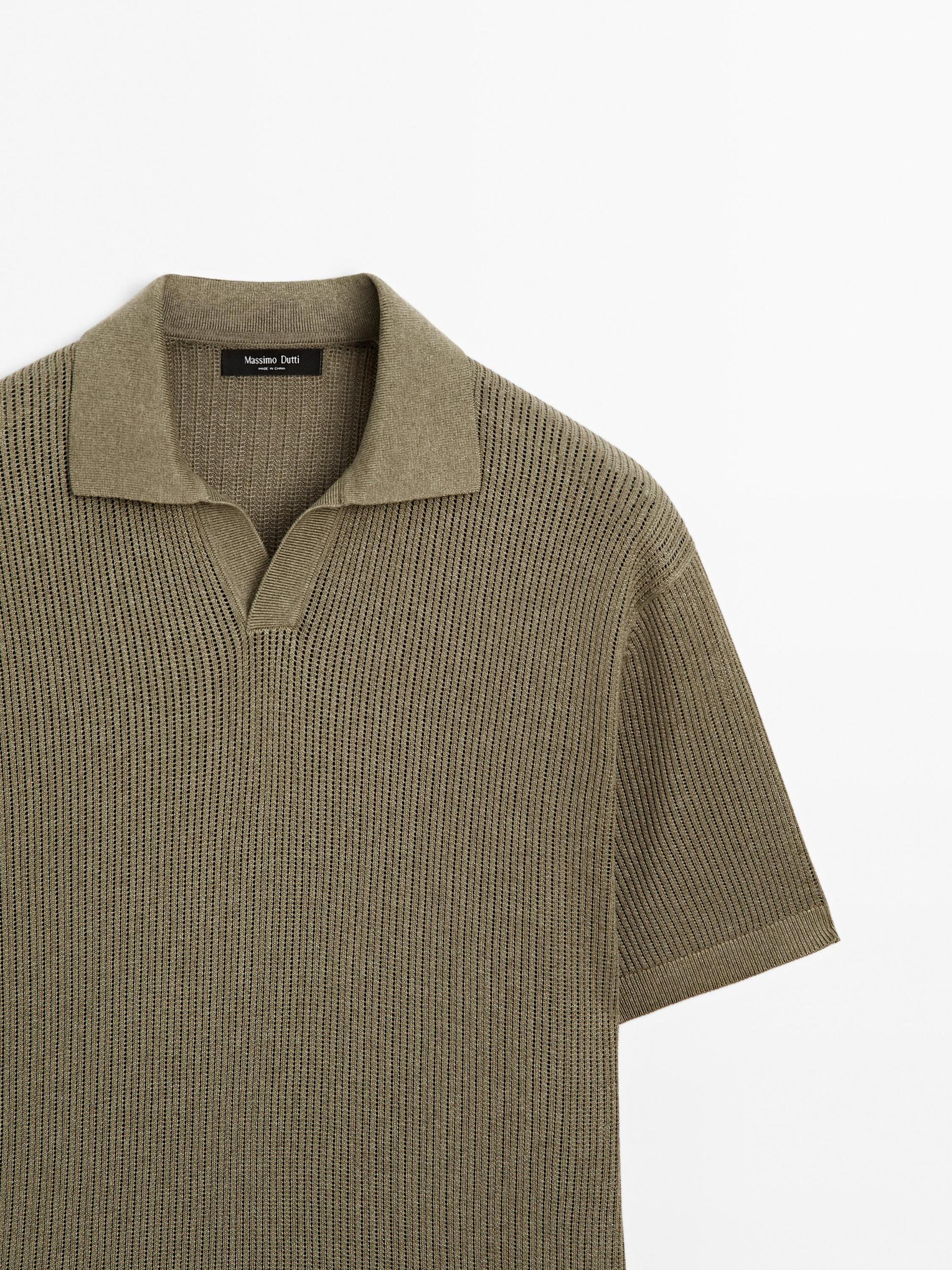 Cutwork V-neck polo shirt Product Image