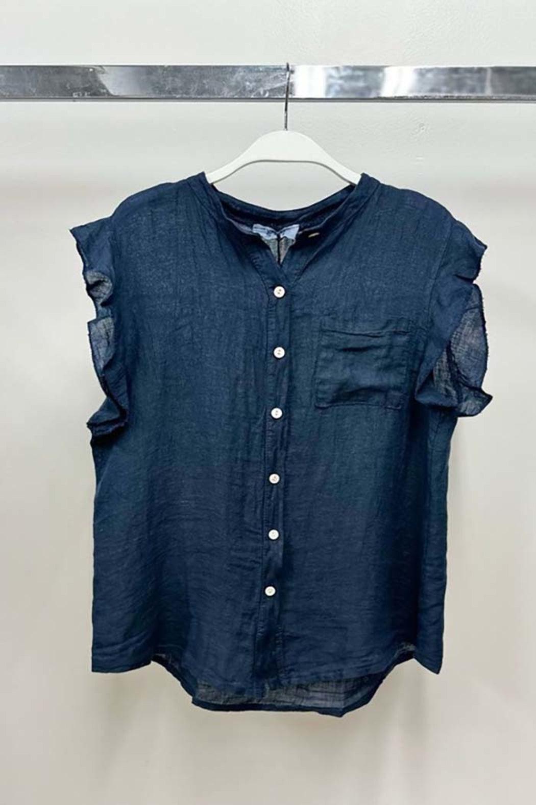 Chest Pocket Linen Top Product Image