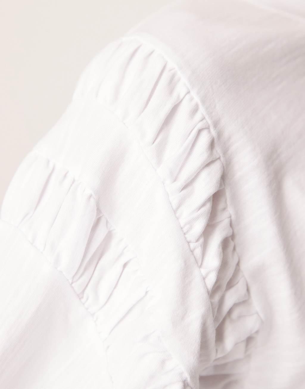 ASOS DESIGN oversized t-shirt with ruched sleeve detail in white Product Image