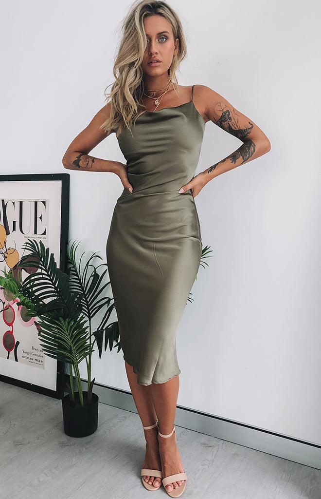 Schiffer Slip Midi Dress Khaki Product Image