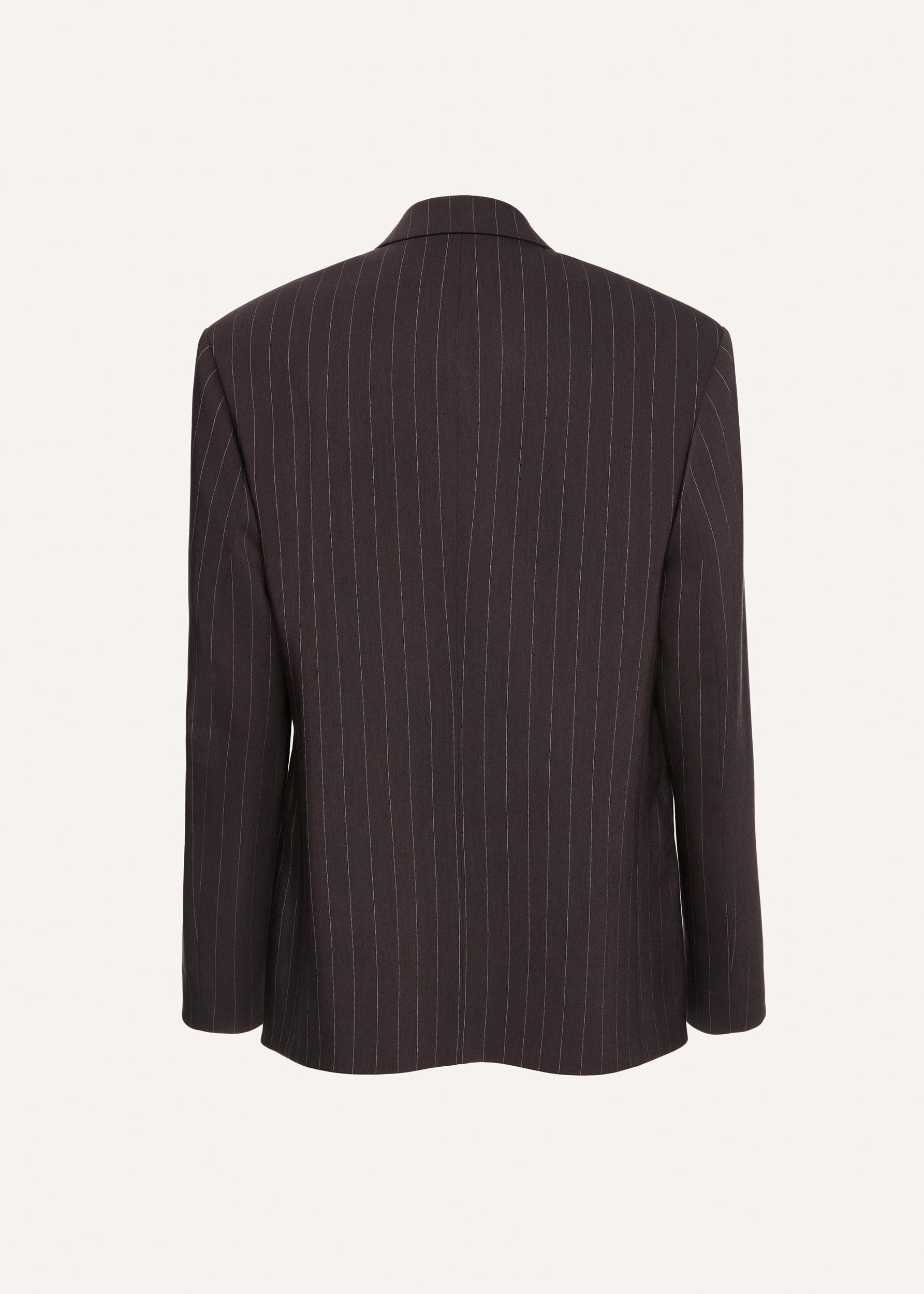 Pinstripe double-breasted blazer in dark brown Product Image