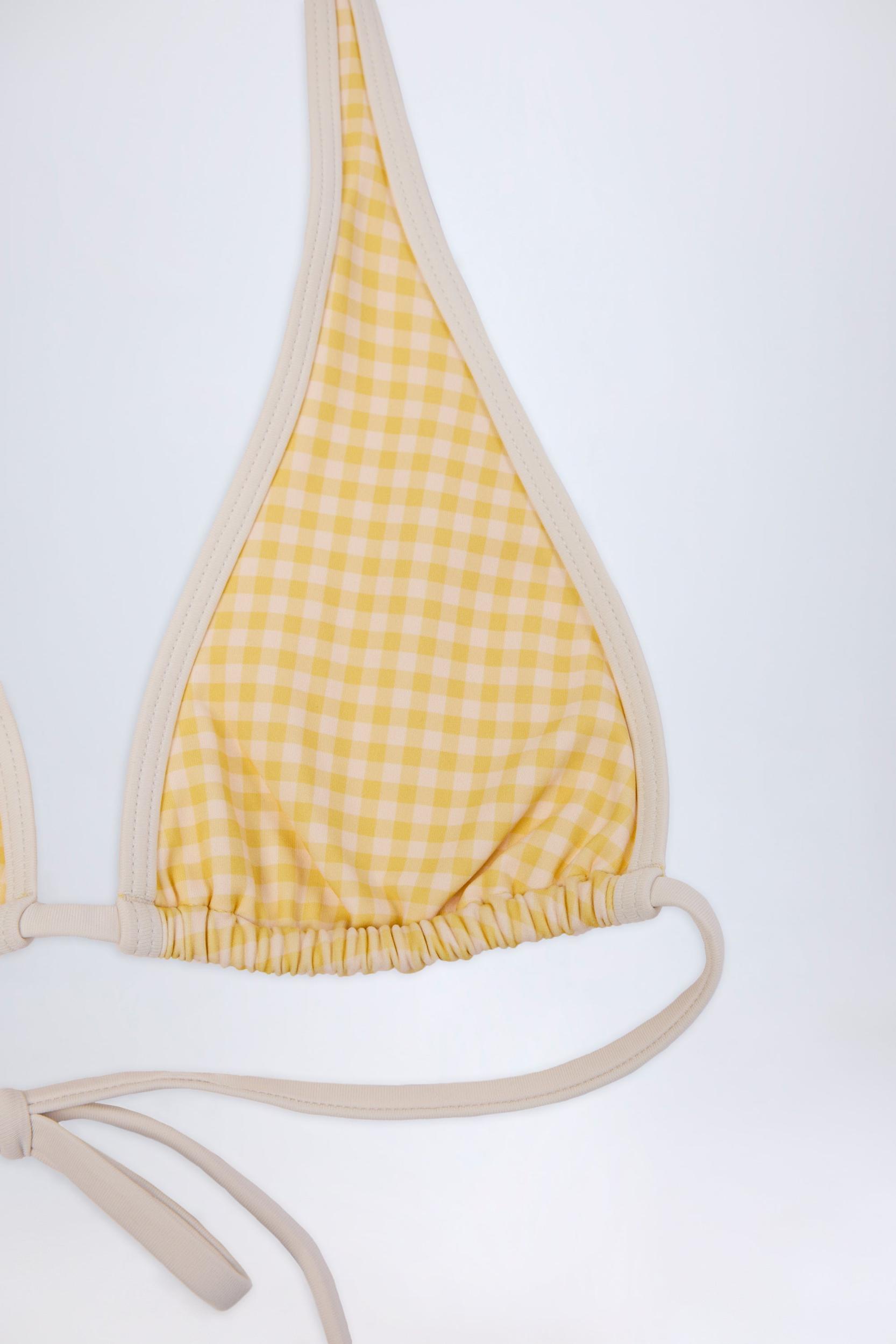 Halterneck Bikini Top in Yellow Gingham Product Image