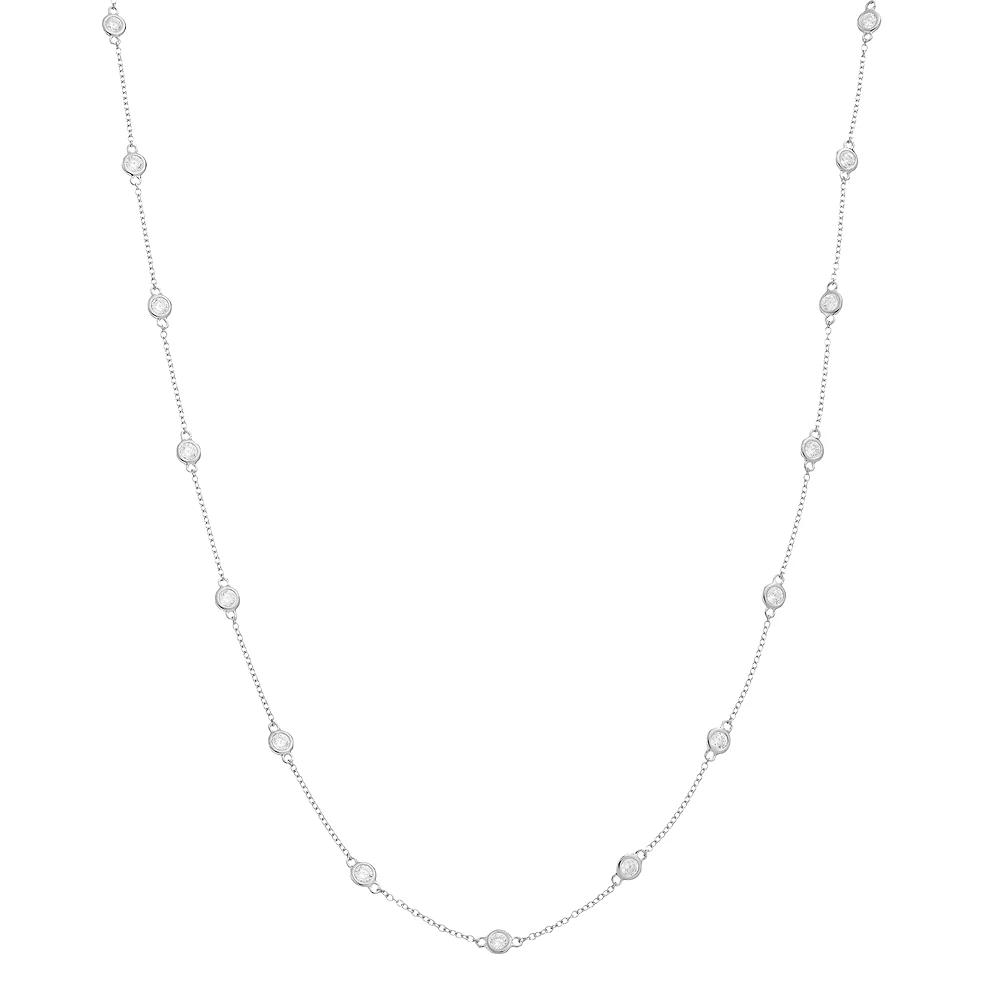 Sterling Silver Cubic Zirconia Station Necklace, Women's, Size: 20", Gold Tone Product Image