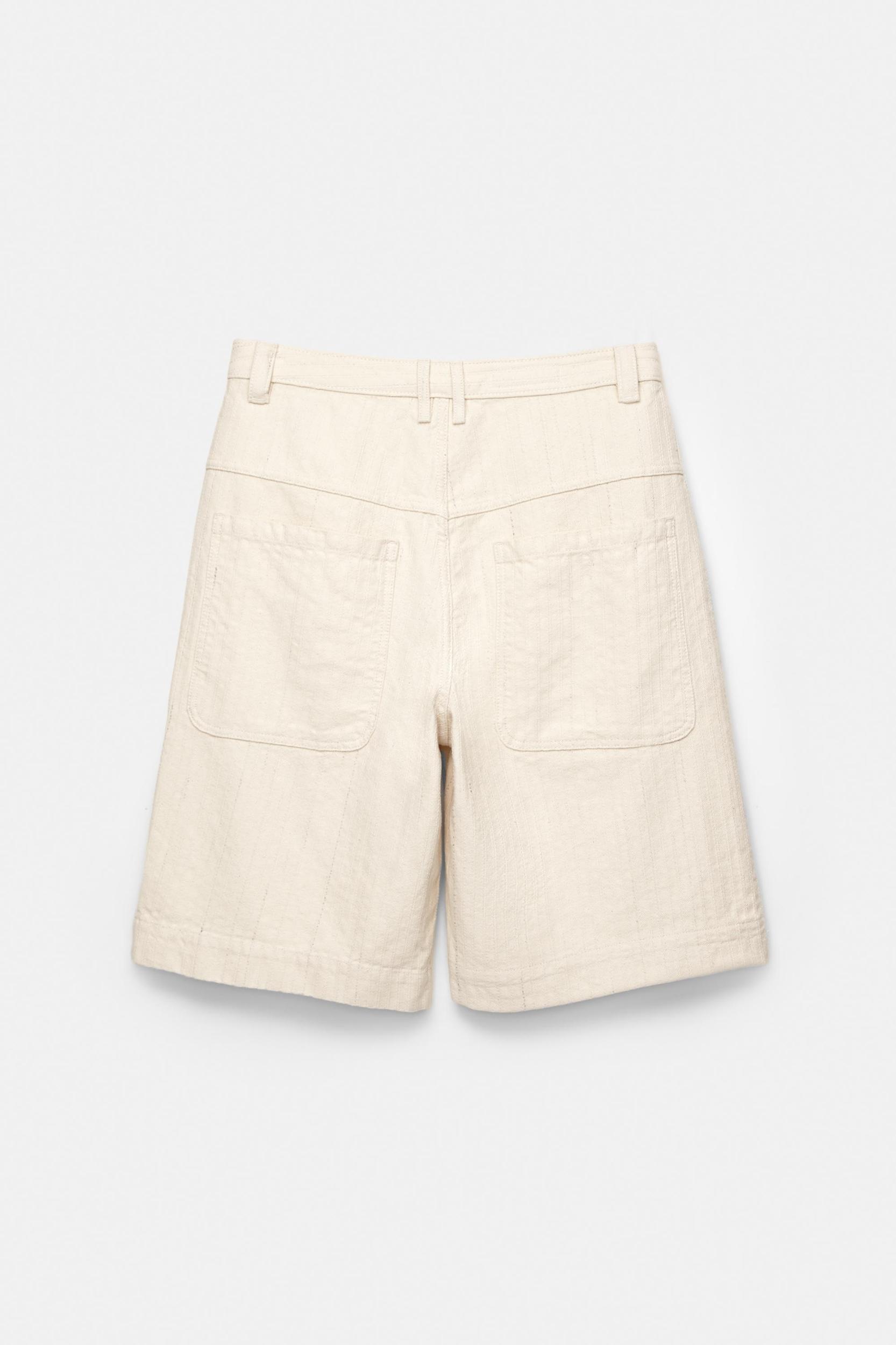 Striped denim Bermuda shorts Product Image