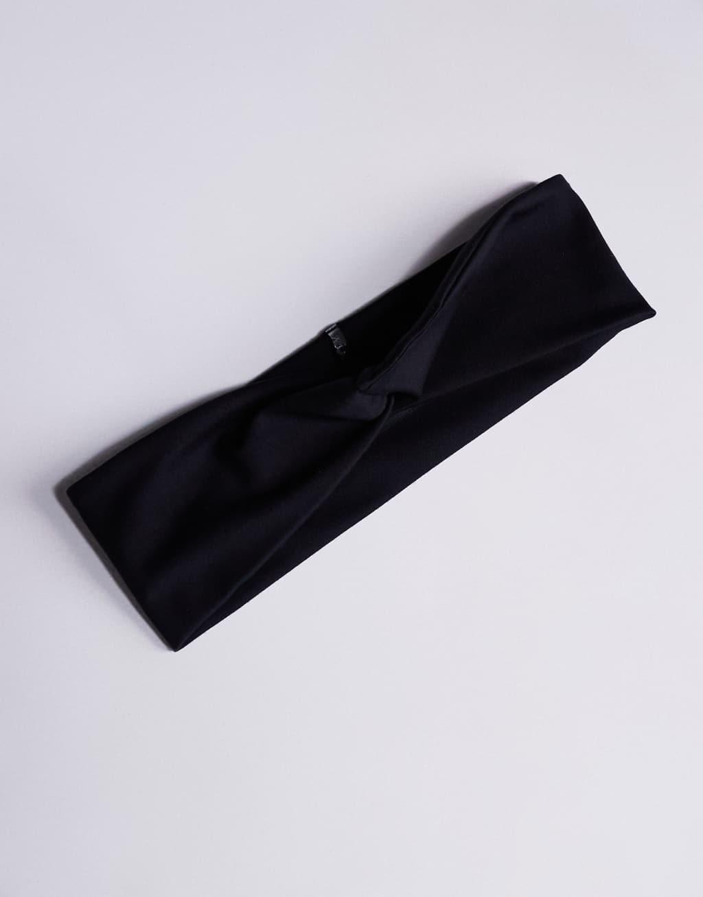 4505 soft touch twist front pilates headband in black  Product Image
